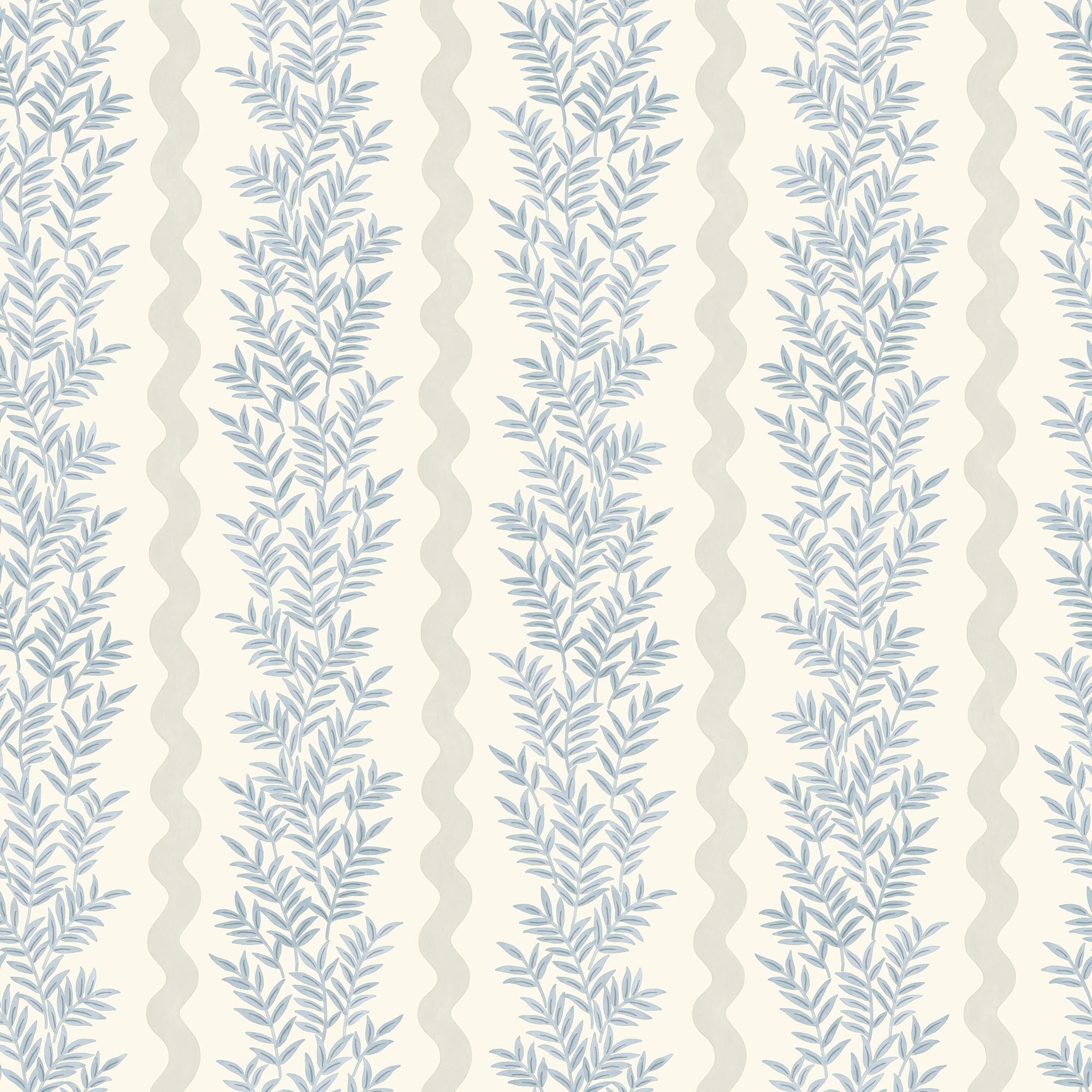 Holden Foliage Stripe Neutral & Blue Wallpaper - 10m