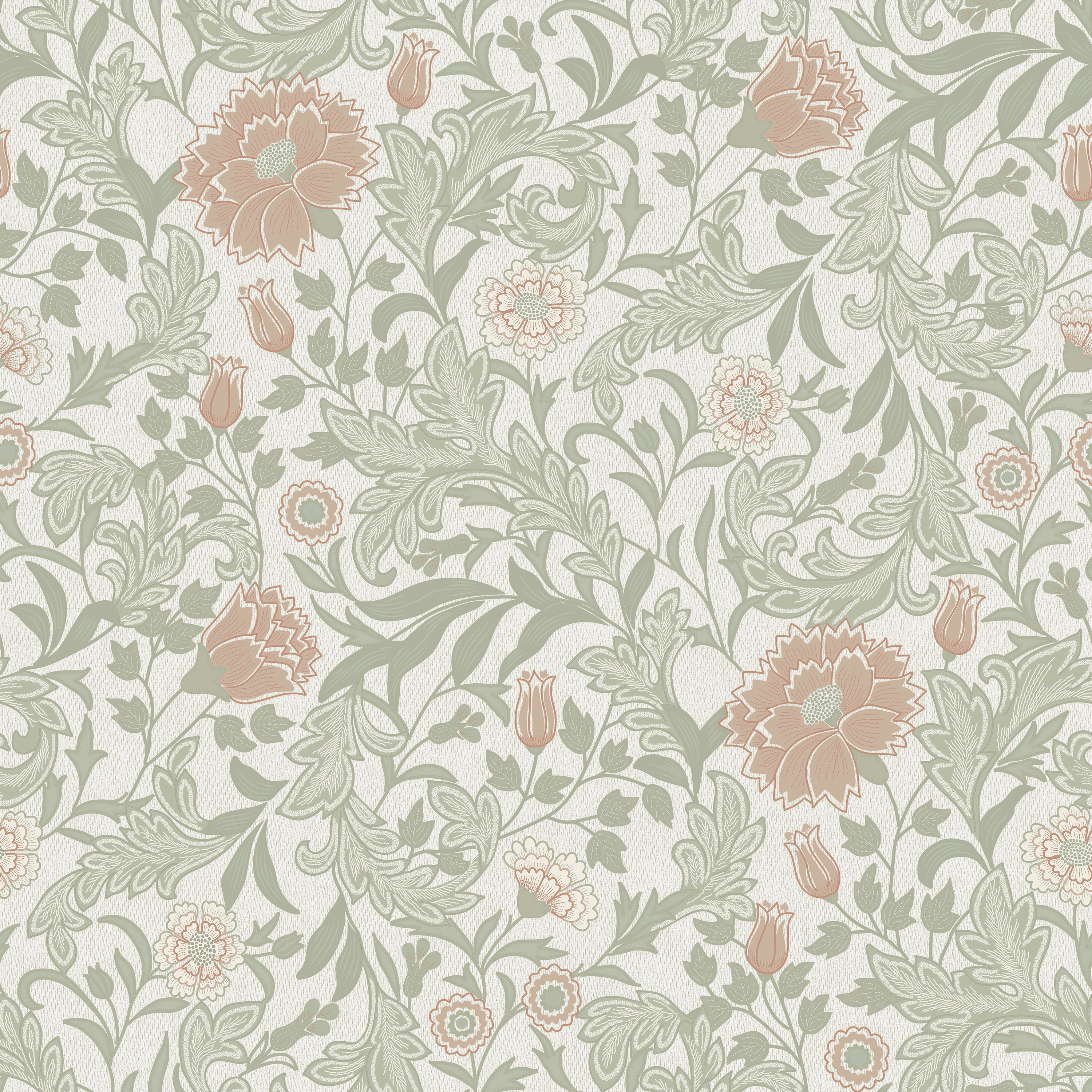 Holden Bilbury Sage & Coral Wallpaper - 10m