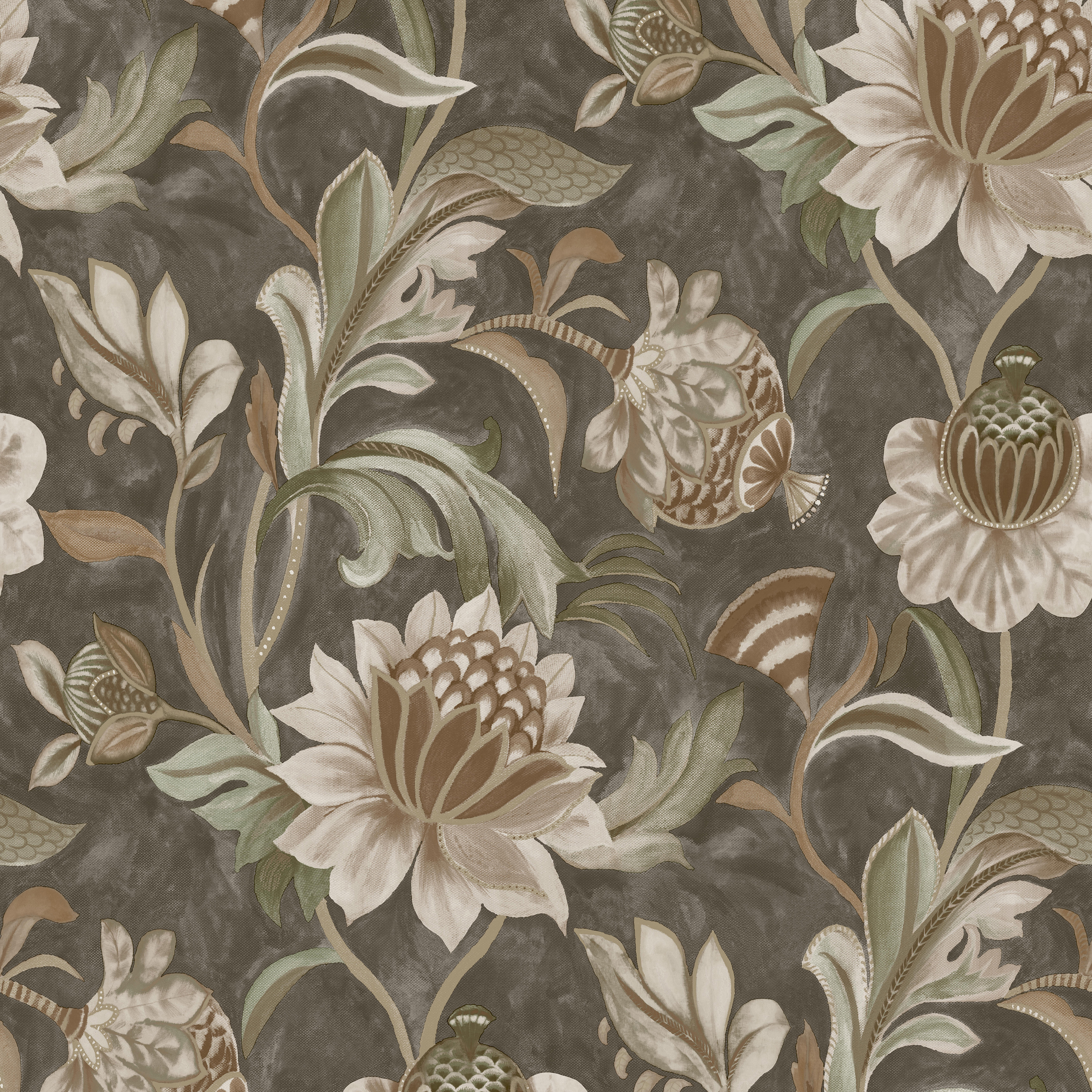 Holden Cecelia Charcoal & Rust Wallpaper - 10m