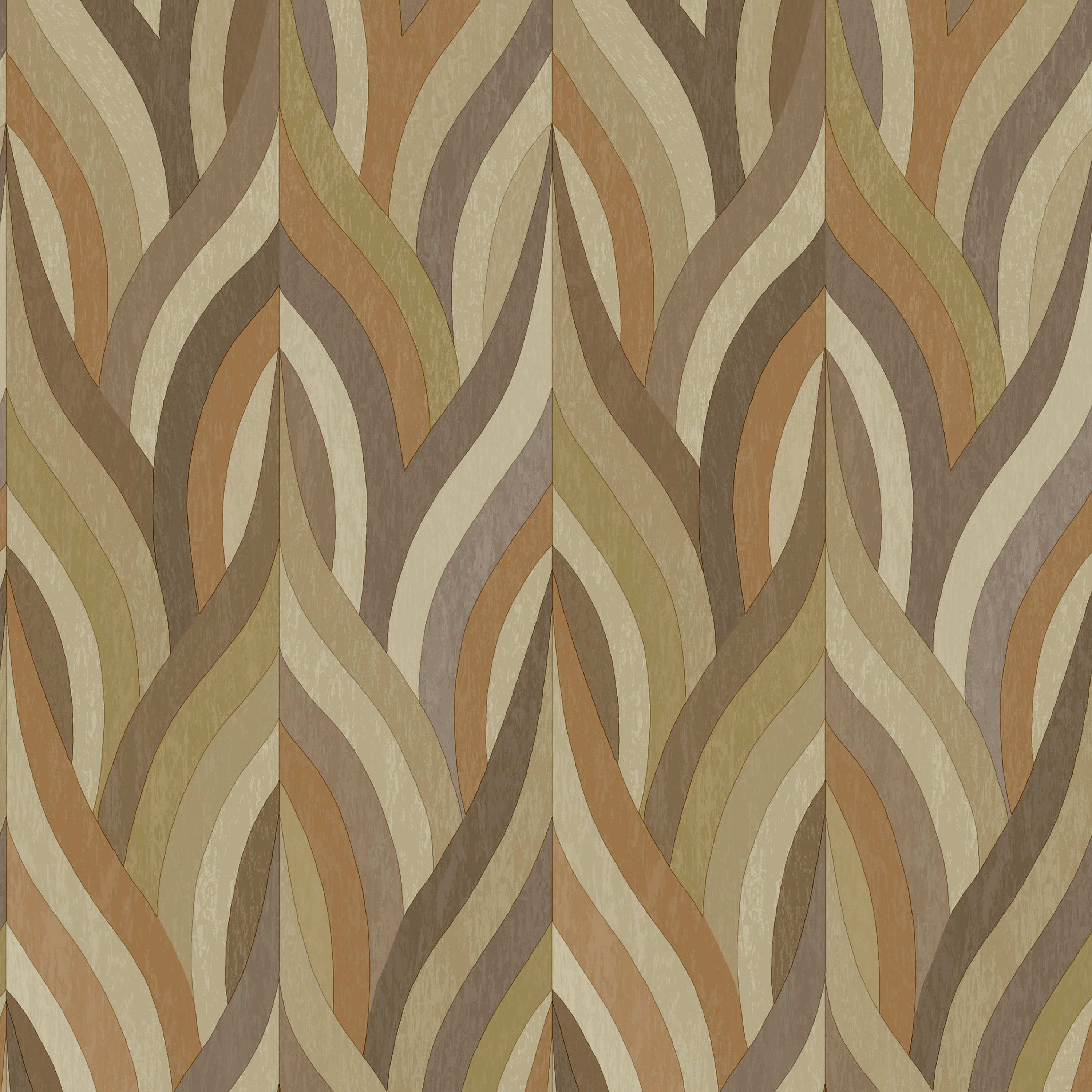 Holden Arabesque Orange & Mocha Wallpaper - 10m