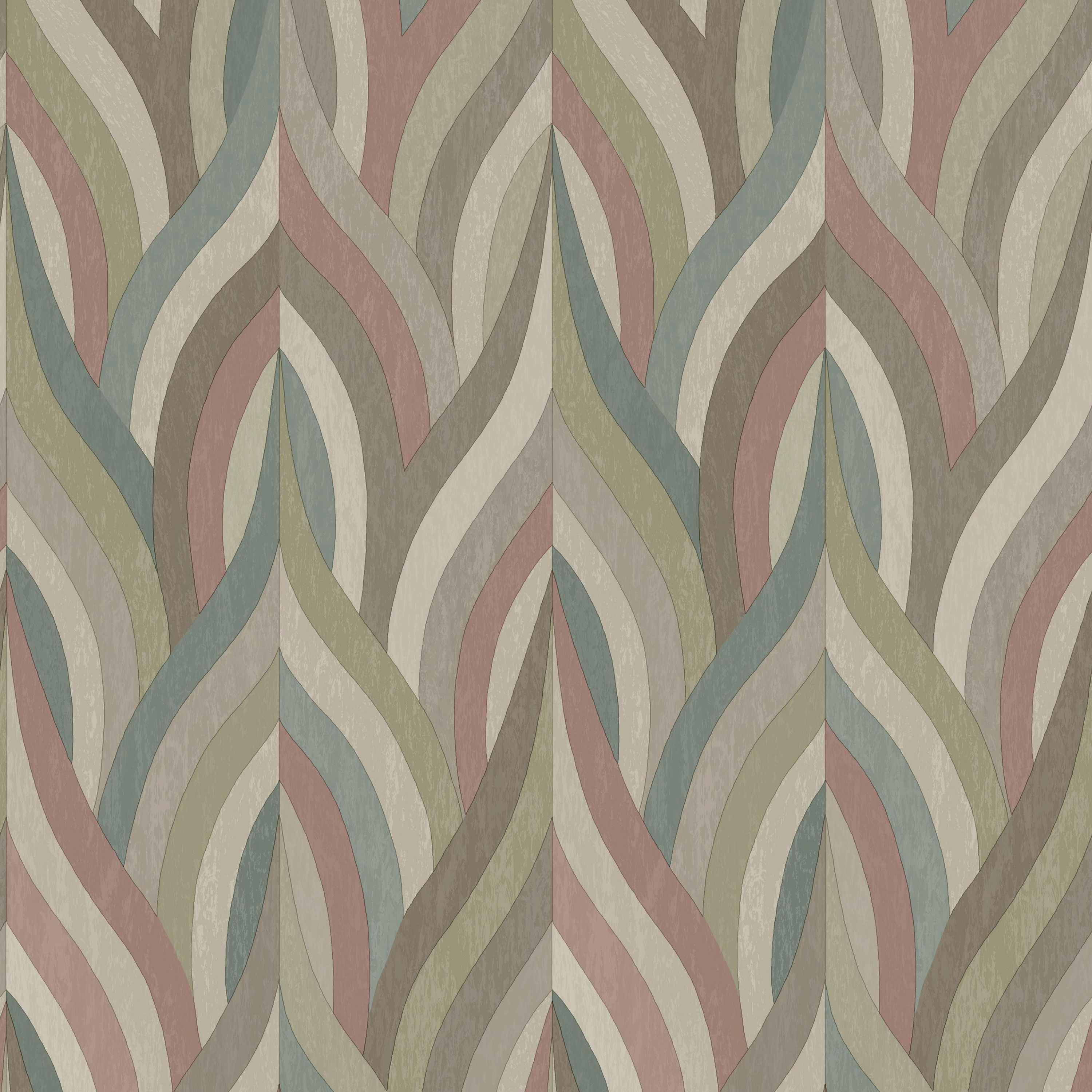 Holden Arabesque Red & Teal Wallpaper - 10m