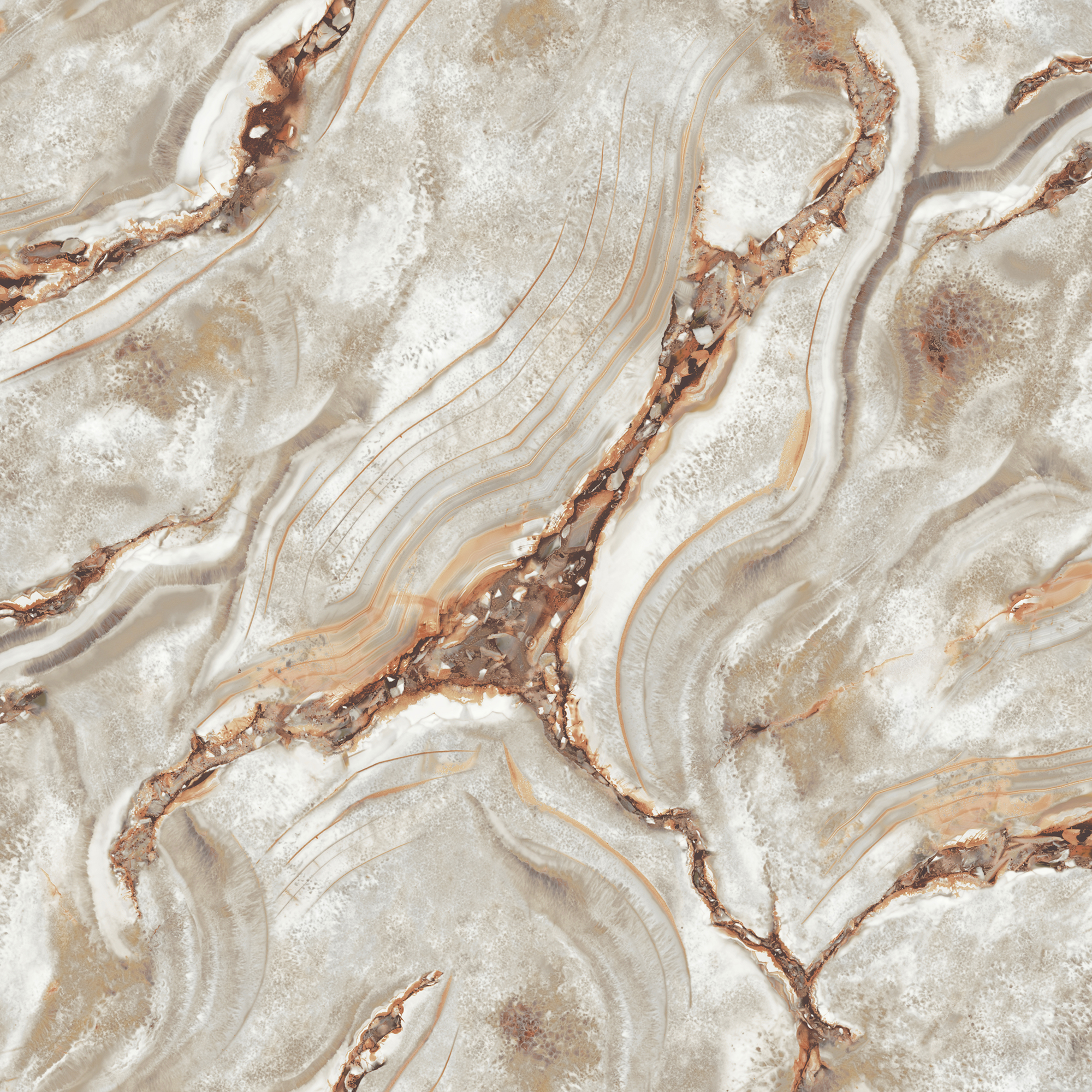 Rasch Palmetto Agate Natural & Rust Wallpaper - 10m