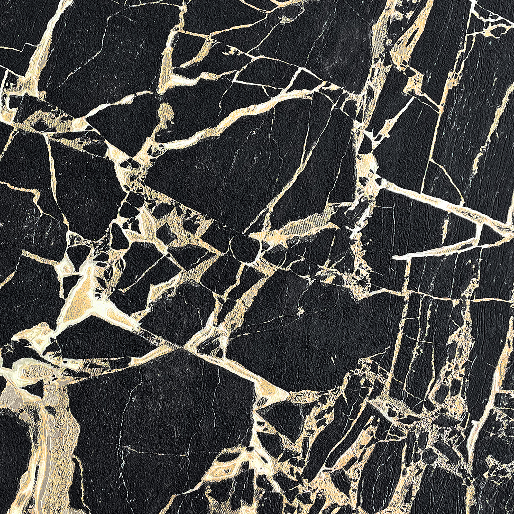 Rasch Enzo Marble Black & Gold Wallpaper - 10m