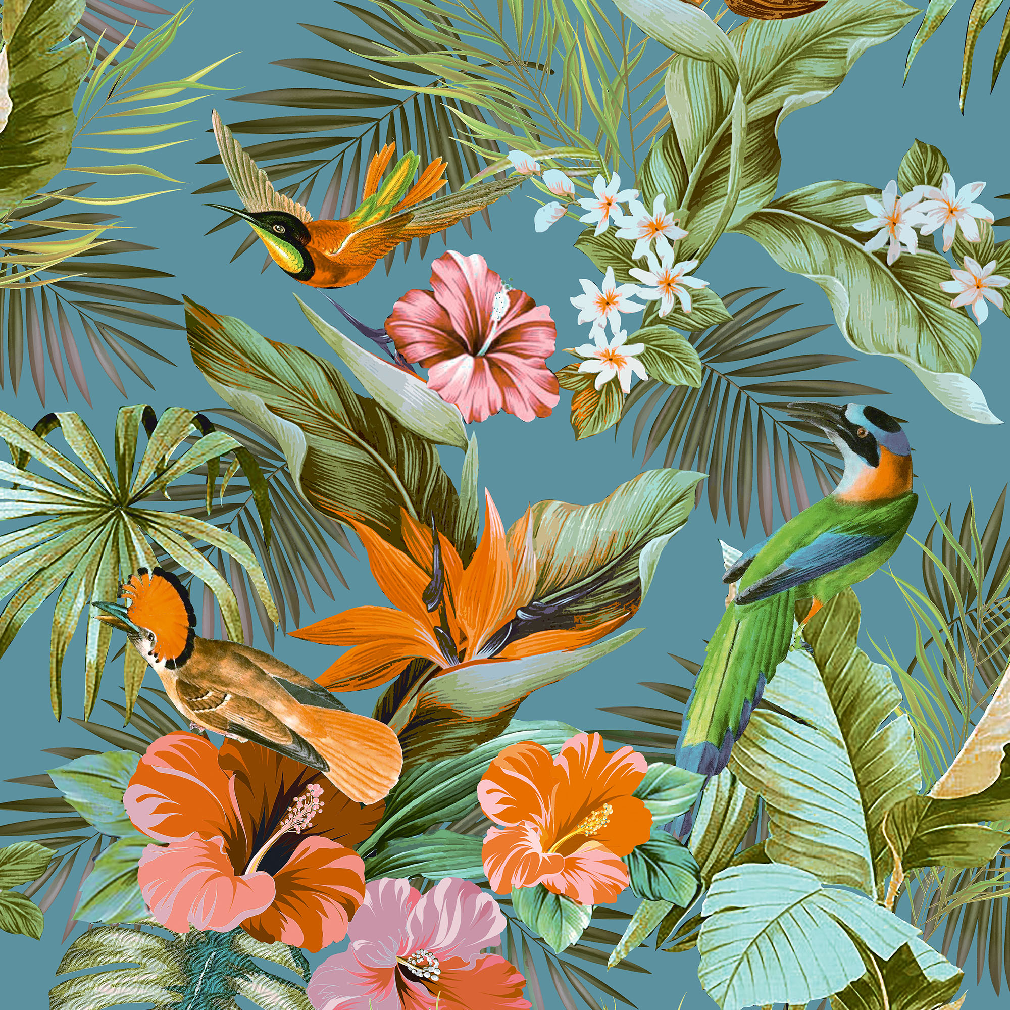 Rasch Paradise Birds Teal Wallpaper - 10m