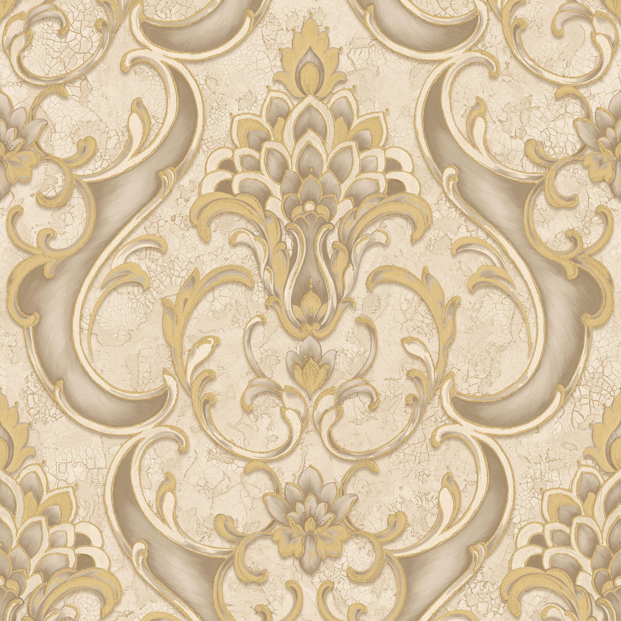 Rasch Sonata Damask Gold Wallpaper - 10m