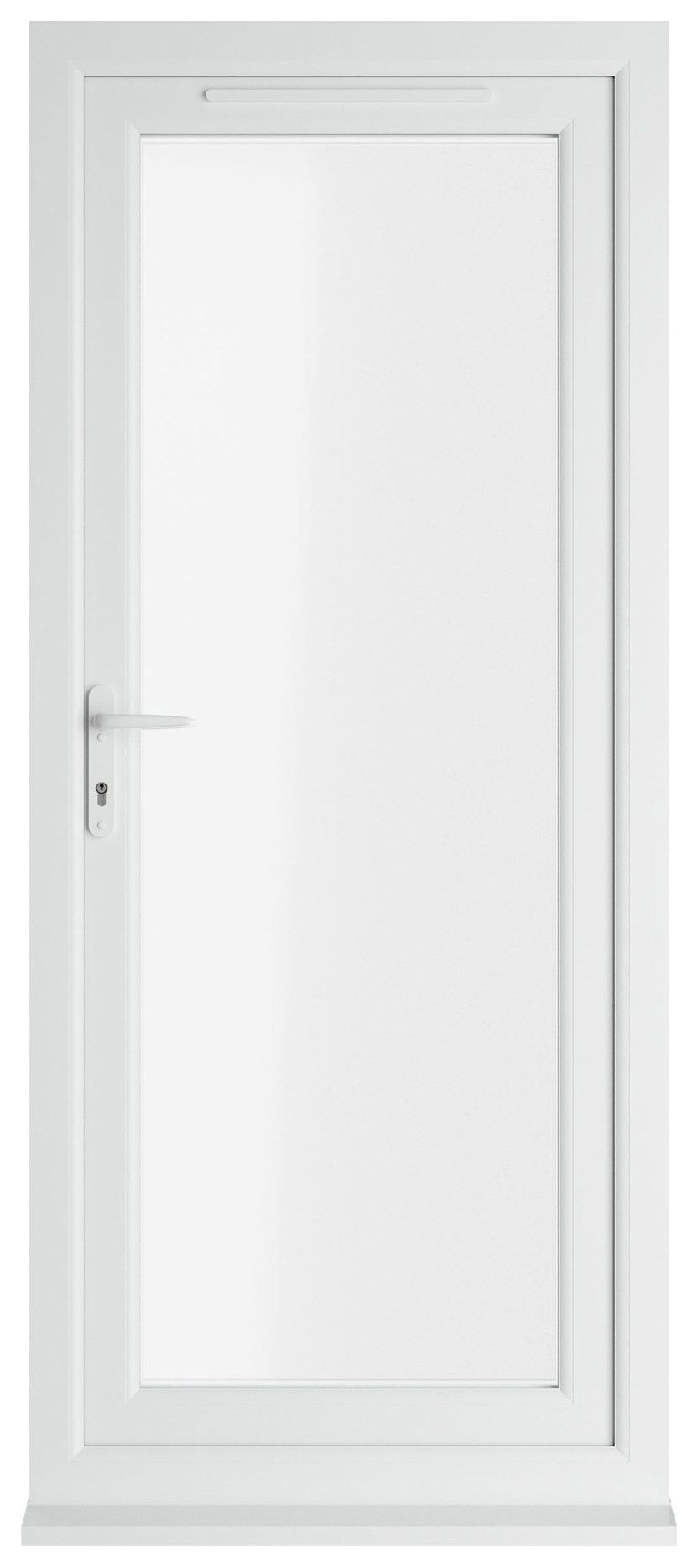 Crystal uPVC White Right Hand Inwards Clear Triple Glazed Full Glass Single Door - 2090mm