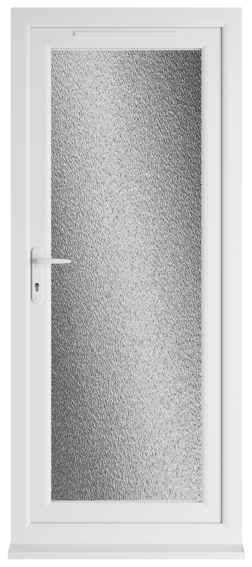 Crystal uPVC White Right Hand Inwards Obscure Triple Glazed Full Glass Single Door - 2090mm