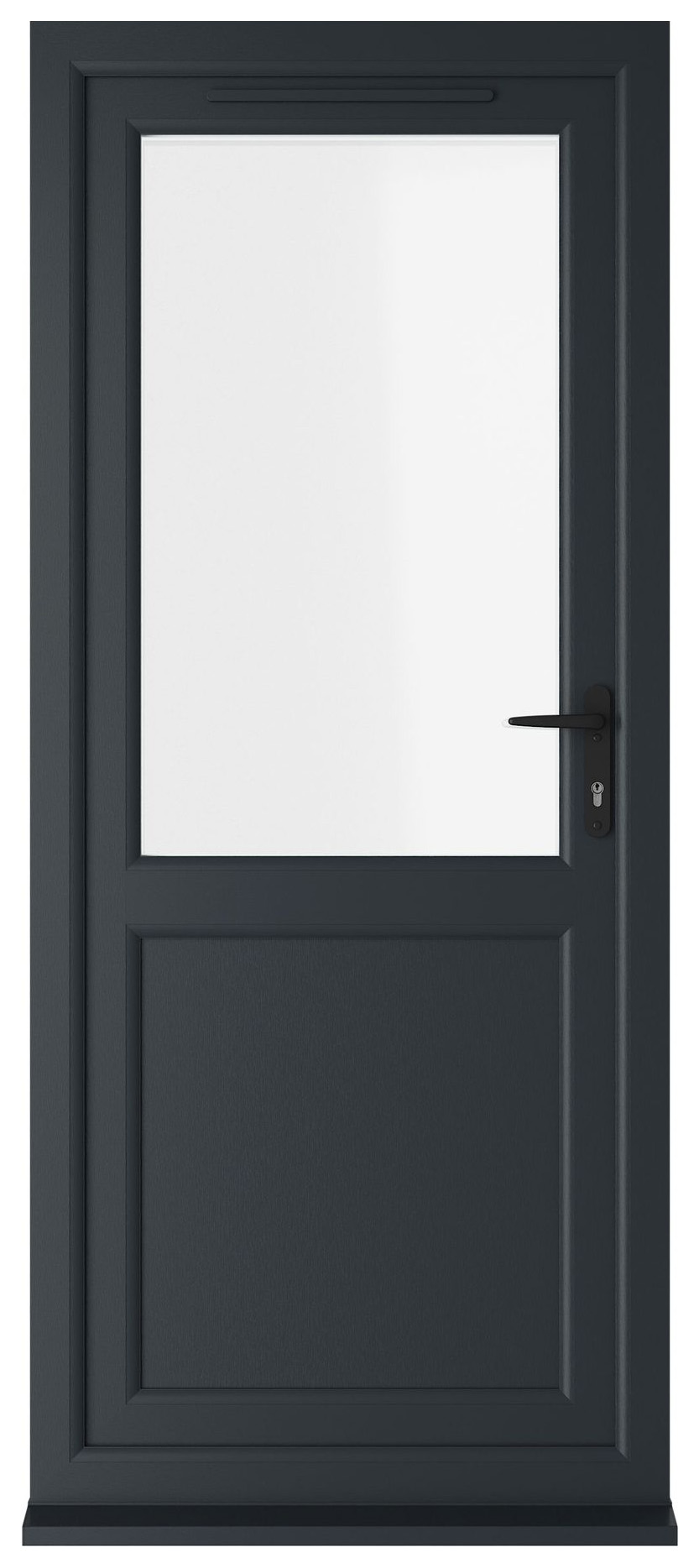 Crystal uPVC Grey Left Hand Inwards Clear Triple Glazed Half Glass Half Panel Single Door - 2090mm