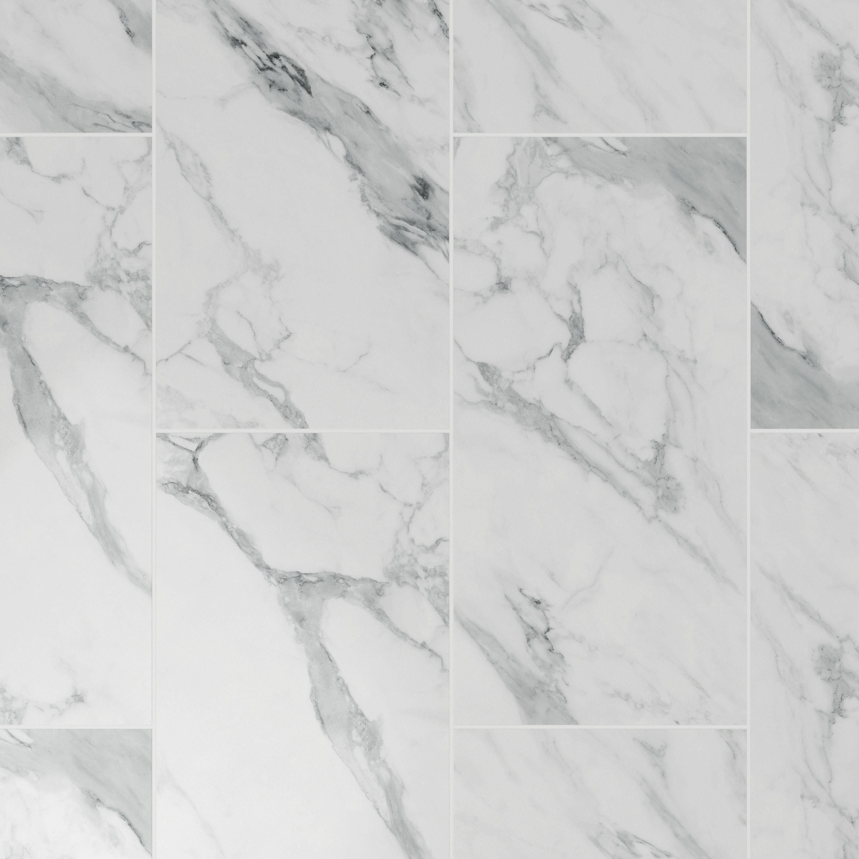 Novocore White Marble Pre-Grouted Tile Effect SPC Luxury Vinyl Flooring - 1.97m2