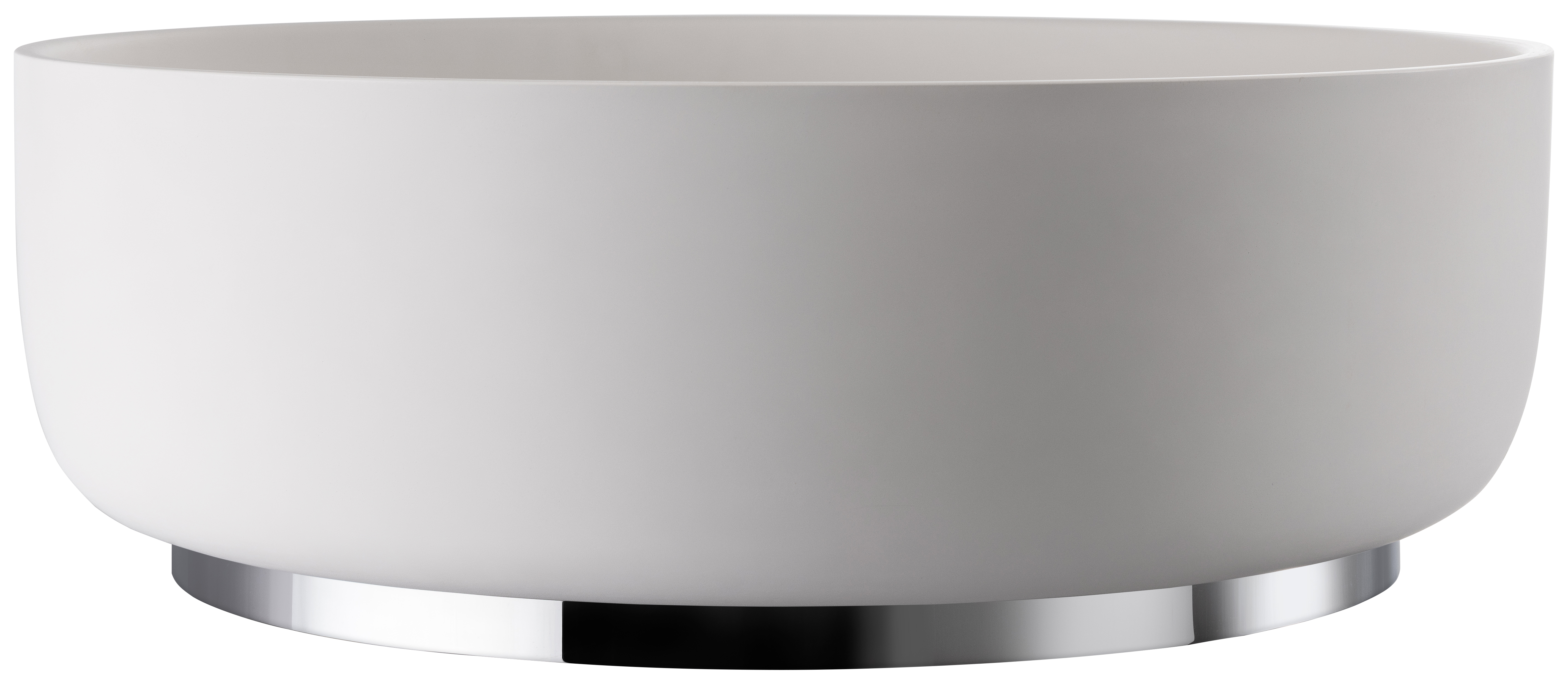 Abode Cava Round Countertop White Basin with Chrome Basin Plinth & Chrome Waste