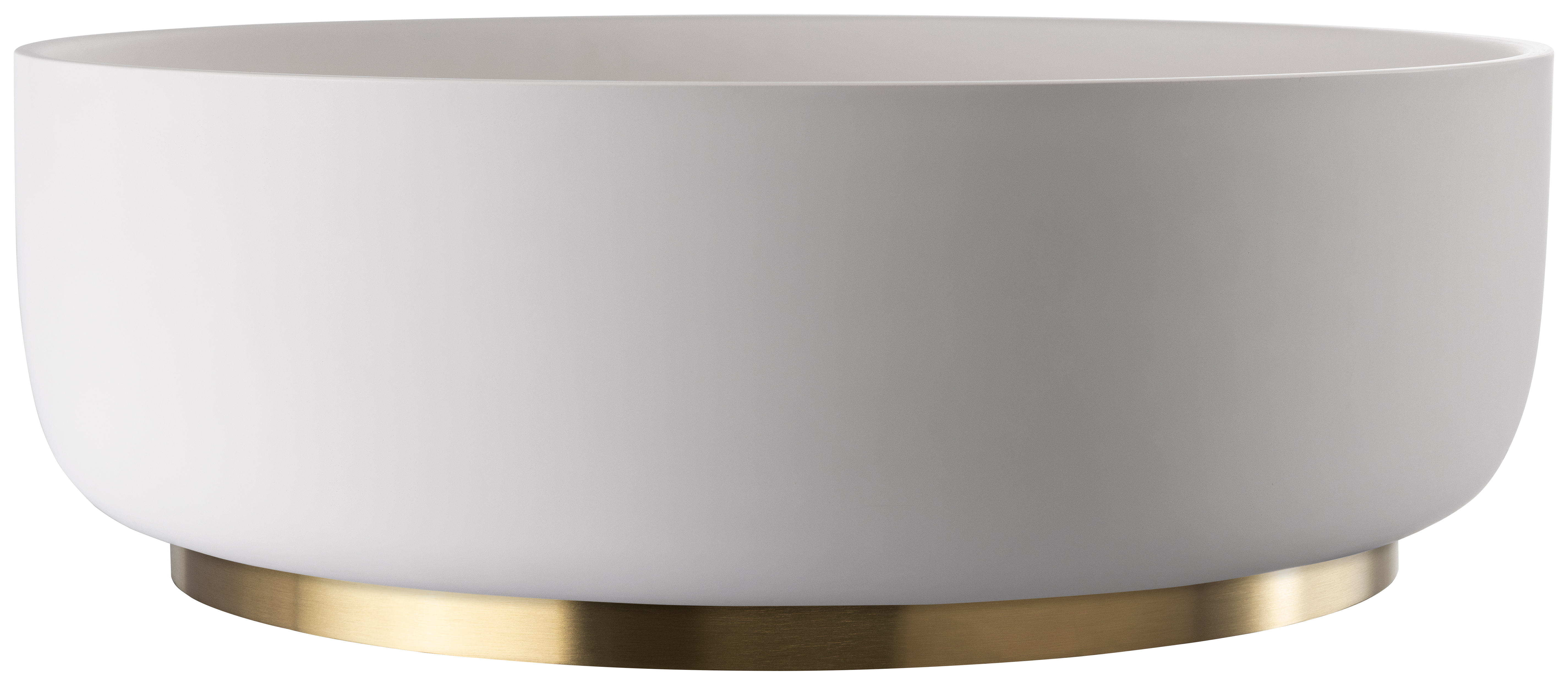 Abode Cava Round Countertop White Basin with Brushed Brass Basin Plinth & Brushed Brass Waste