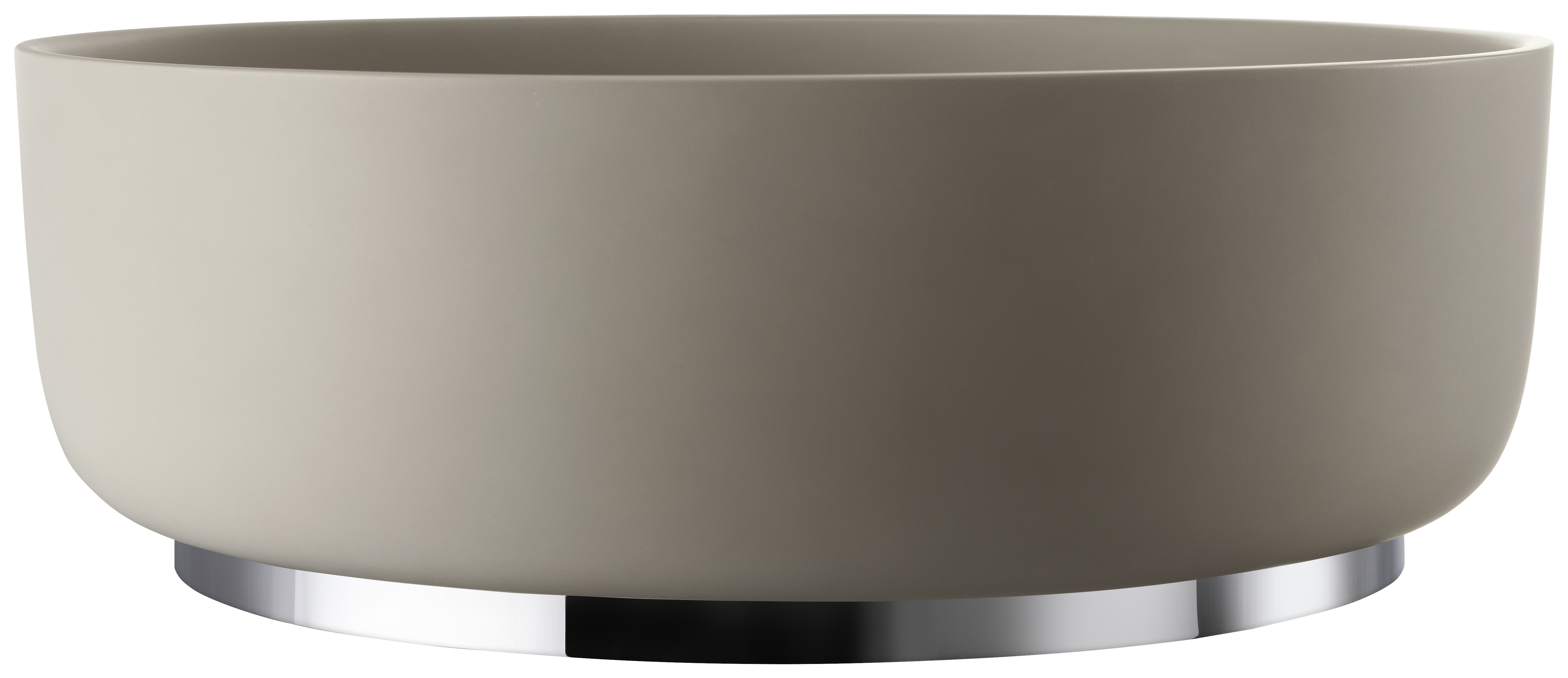Abode Cava Round Countertop Pebble Grey Basin with Chrome Basin Plinth & Chrome Waste