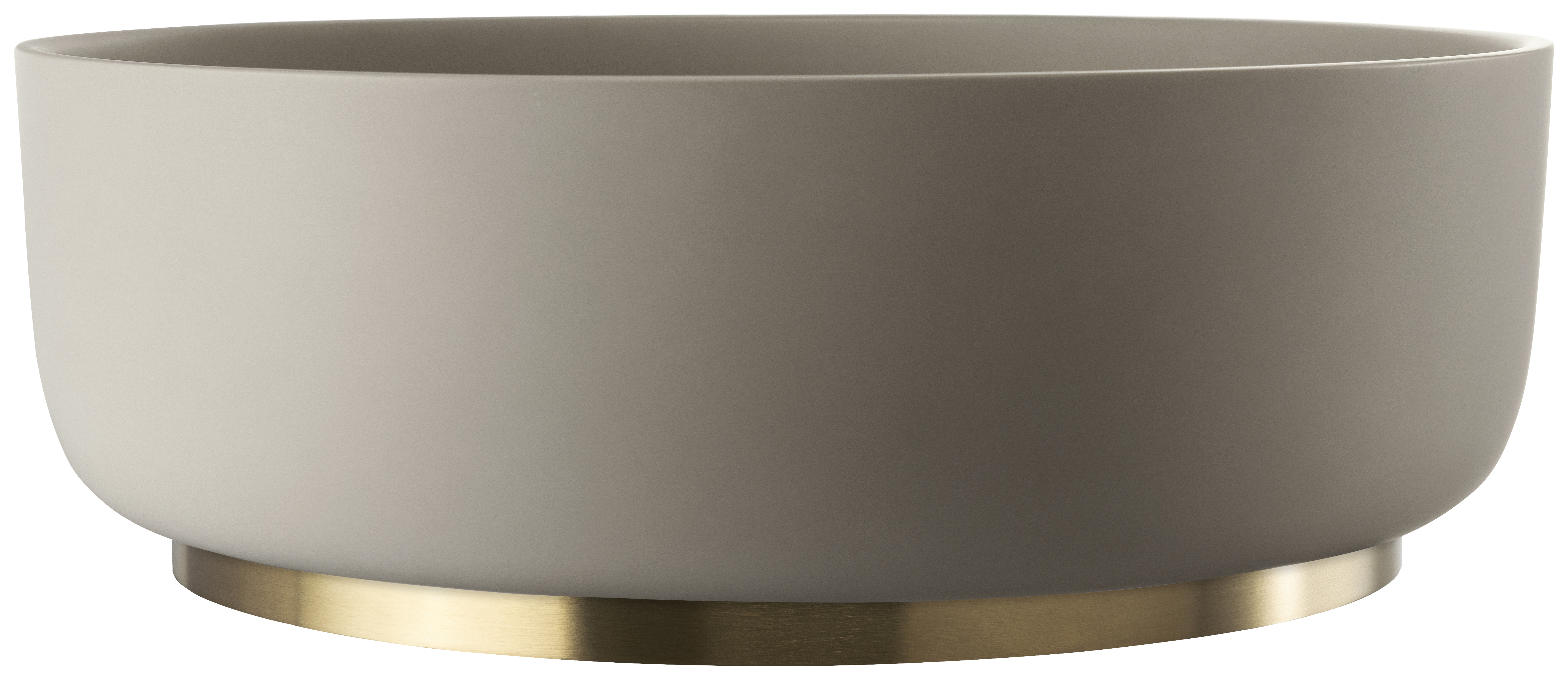 Abode Cava Round Countertop Pebble Grey Basin with Brushed Brass Basin Plinth & Brushed Brass Waste
