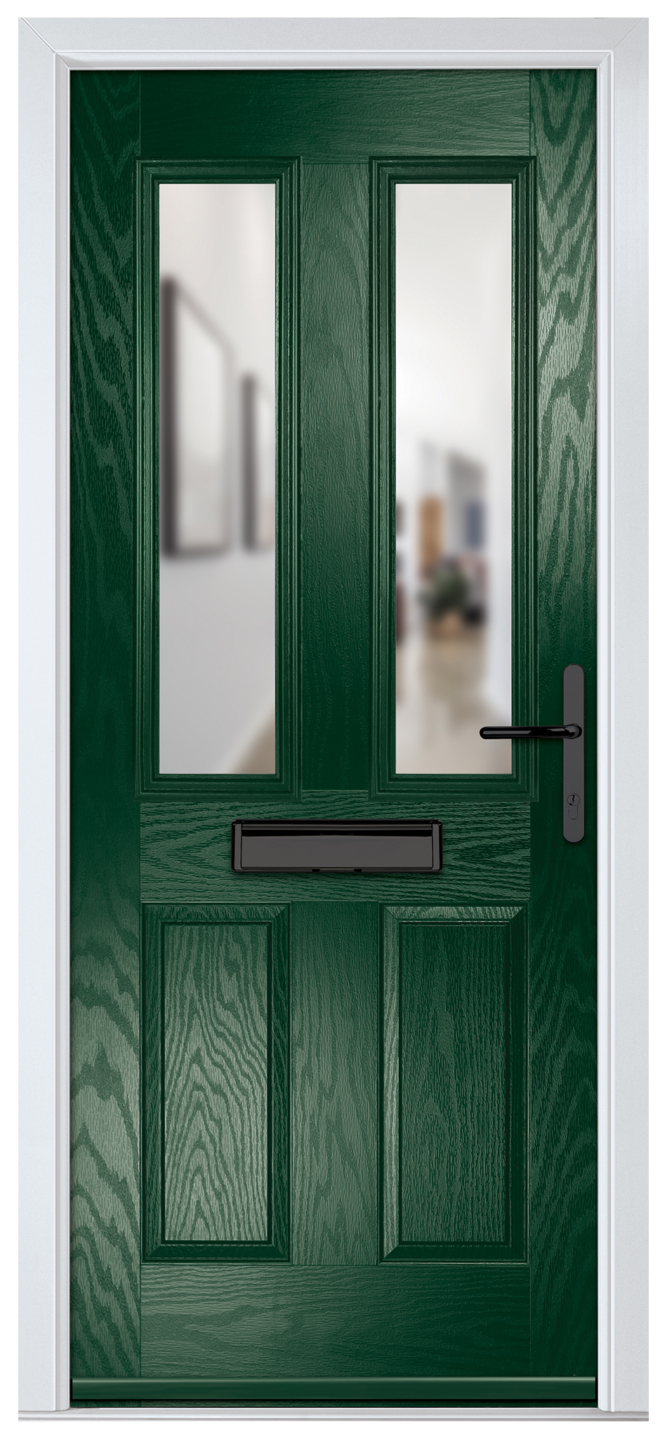 Crystal Carnoustie Green Left Hand GRP Composite Door with Clear Glass - 2090mm