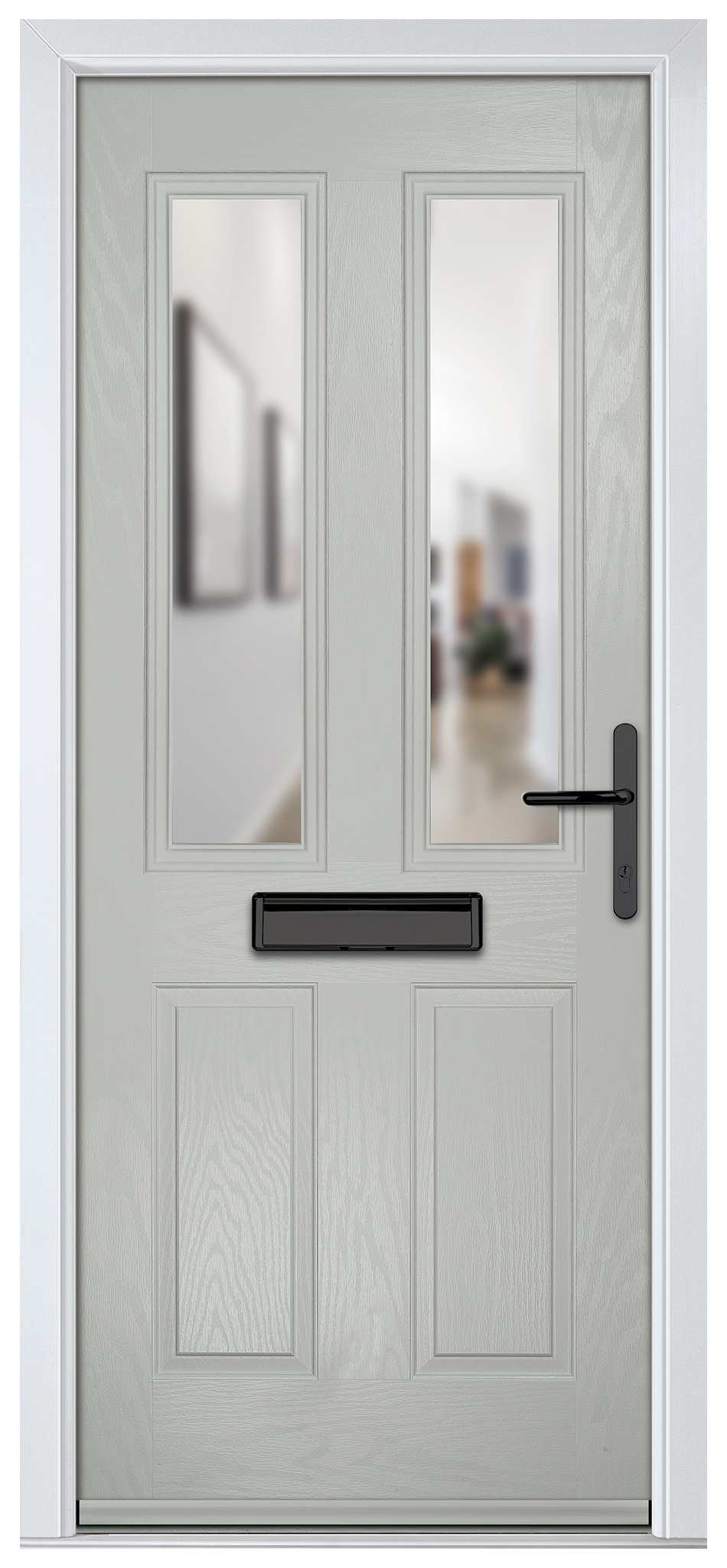 Crystal Carnoustie Agate Grey Left Hand GRP Composite Door with Clear Glass - 2090mm