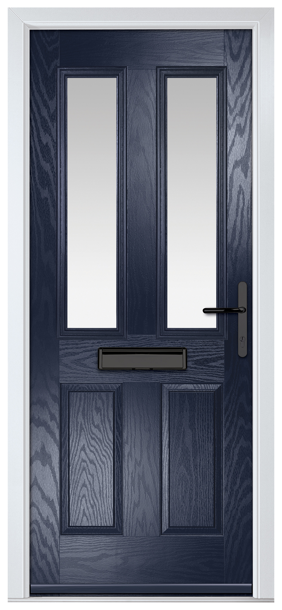 Crystal Carnoustie Blue Left Hand GRP Composite Door with Stippolyte Glass - 2090mm