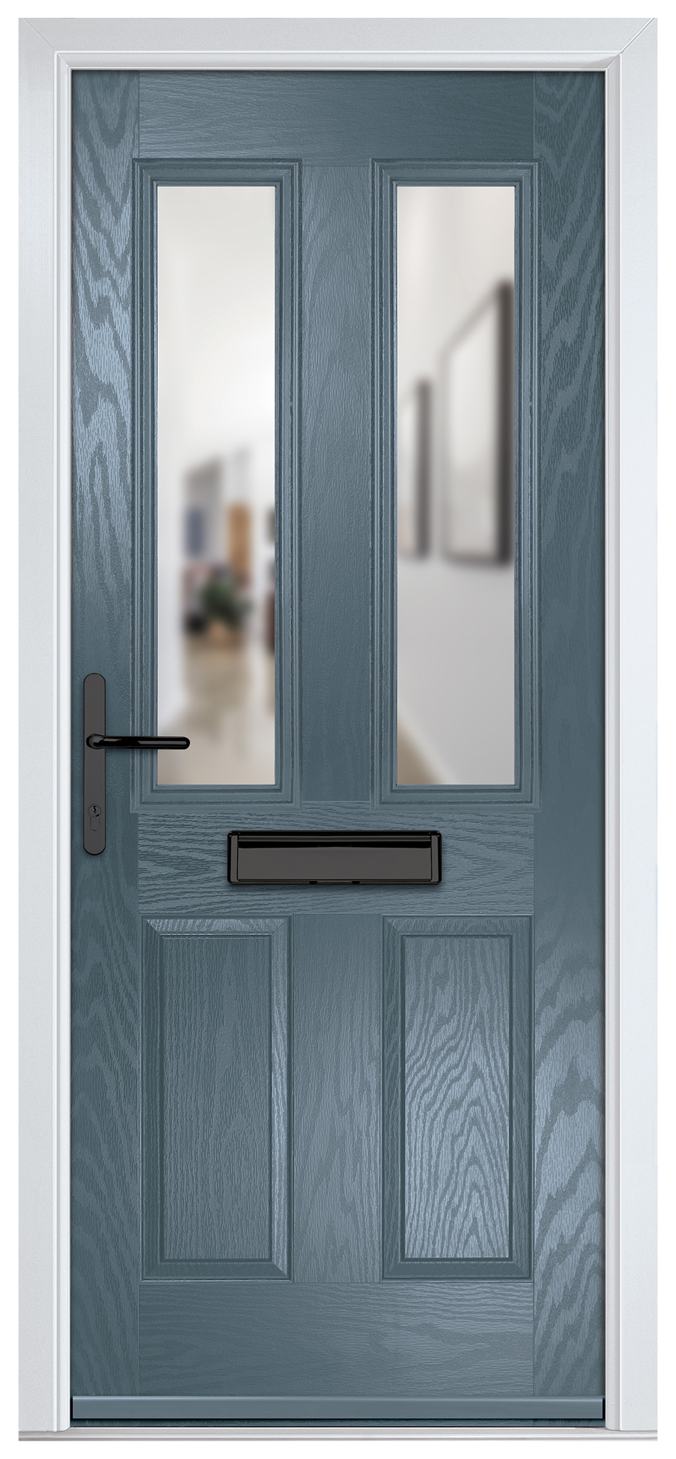 Crystal Carnoustie Slate Grey Right Hand GRP Composite Door with Clear Glass - 2090mm