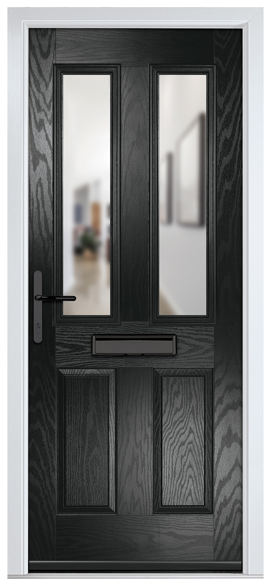 Crystal Carnoustie Black Right Hand GRP Composite Door with Clear Glass - 2090mm