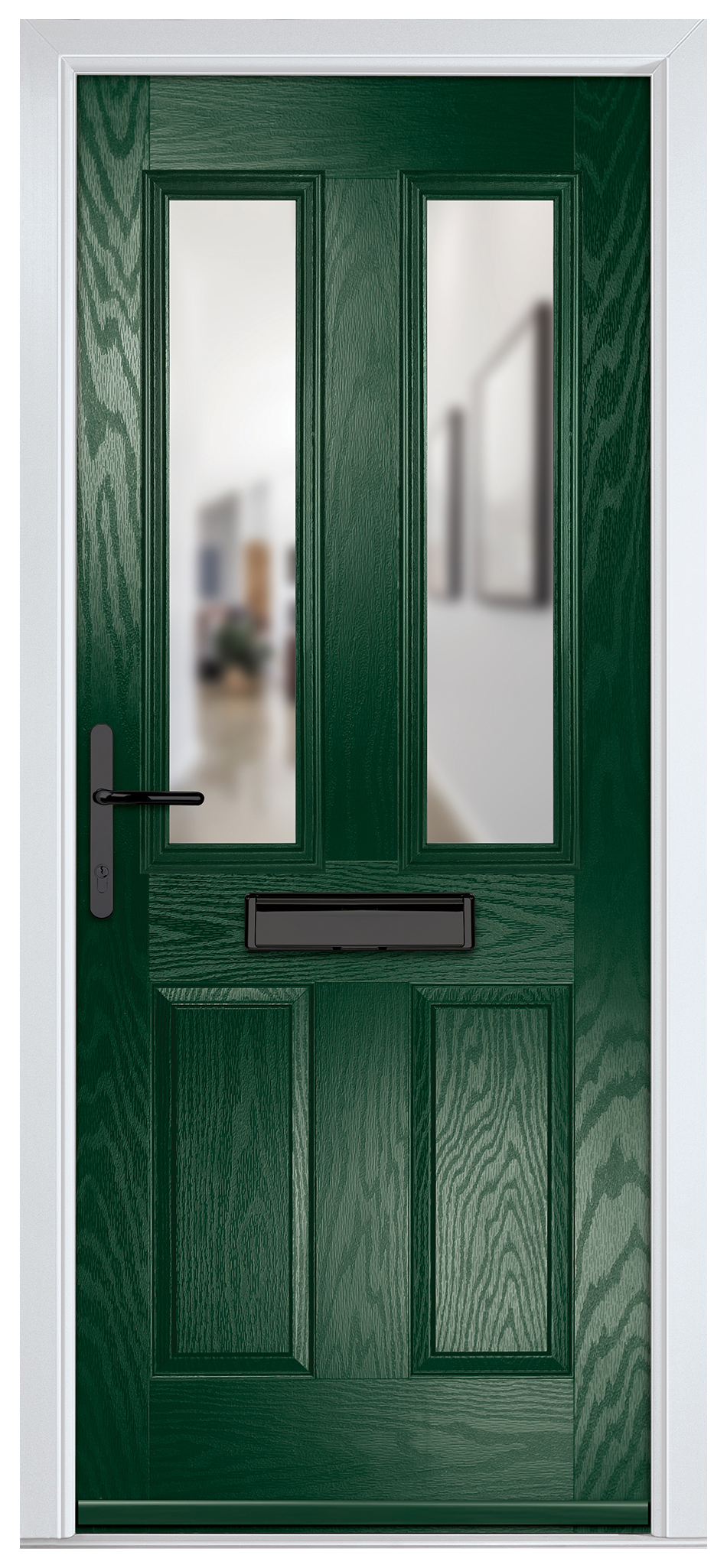 Crystal Carnoustie Green Right Hand GRP Composite Door with Clear Glass - 2090mm