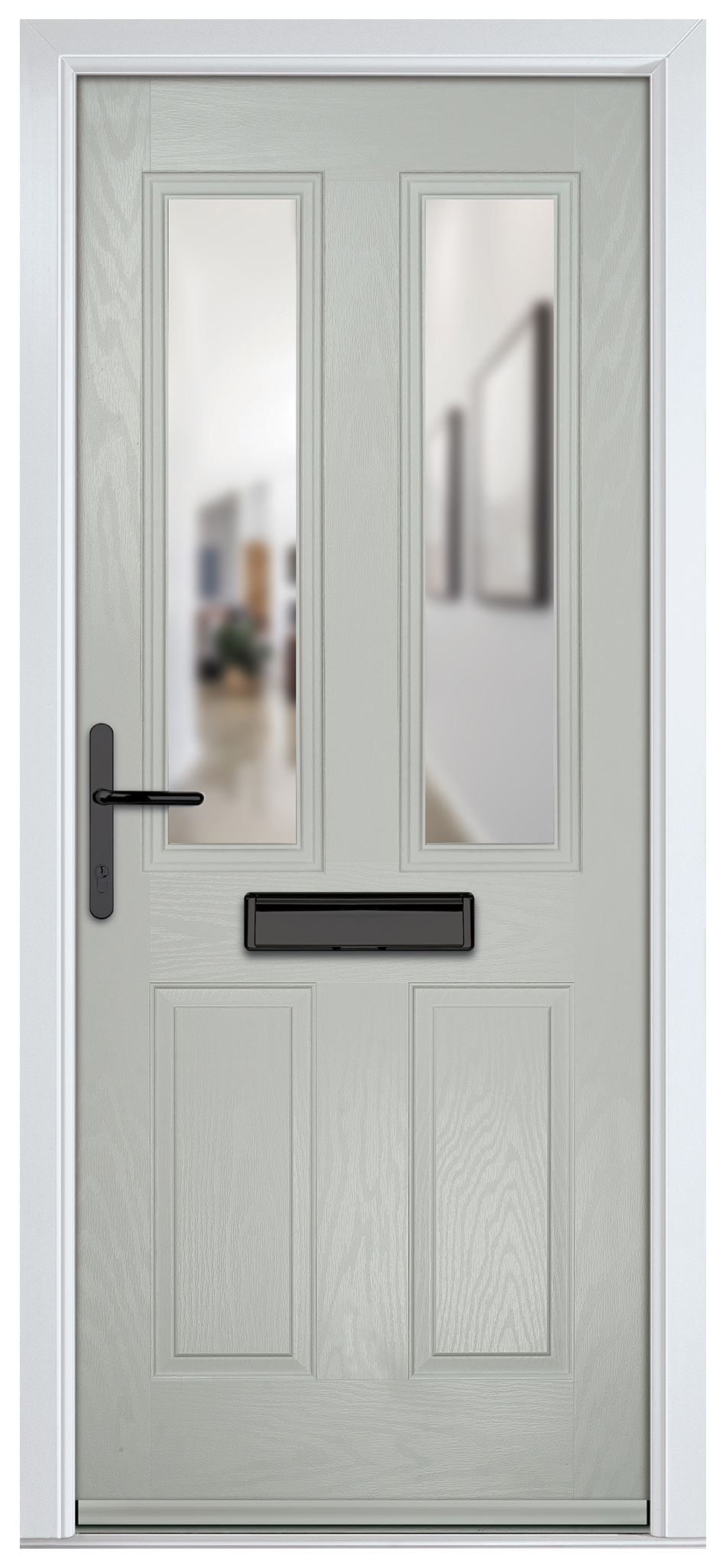 Crystal Carnoustie Agate Grey Right Hand GRP Composite Door with Clear Glass - 2090mm