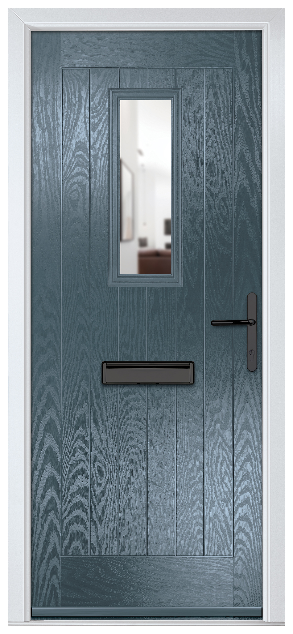 Crystal Sunningdale Slate Grey Left Hand GRP Composite Door with Clear Glass - 2090mm