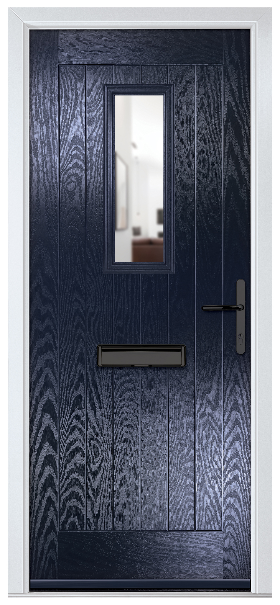 Crystal Sunningdale Blue Left Hand GRP Composite Door with Clear Glass - 2090mm