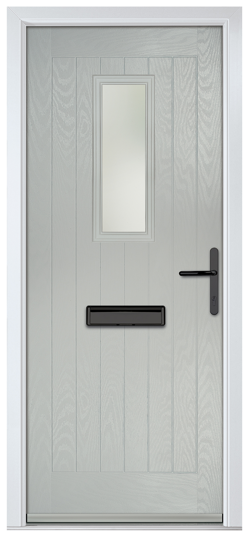 Crystal Sunningdale Agate Grey Left Hand GRP Composite Door with Stippolyte Glass - 2090mm
