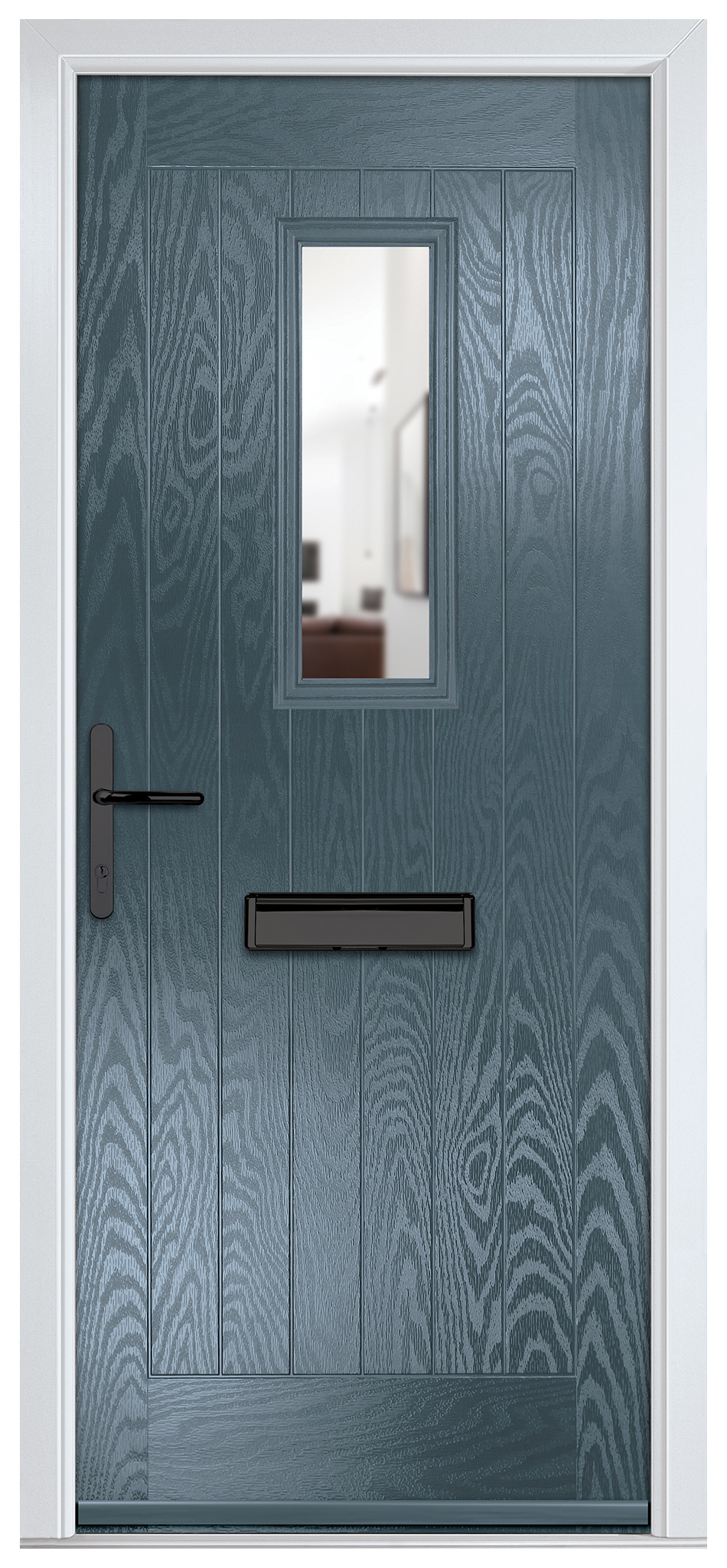 Crystal Sunningdale Slate Grey Right Hand GRP Composite Door with Clear Glass - 2090mm