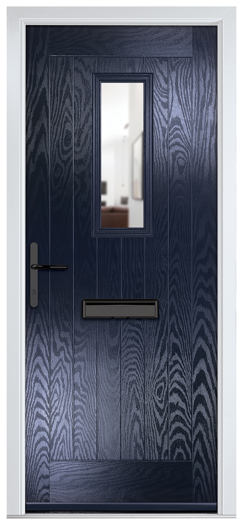 Crystal Sunningdale Blue Right Hand GRP Composite Door with Clear Glass - 2090mm