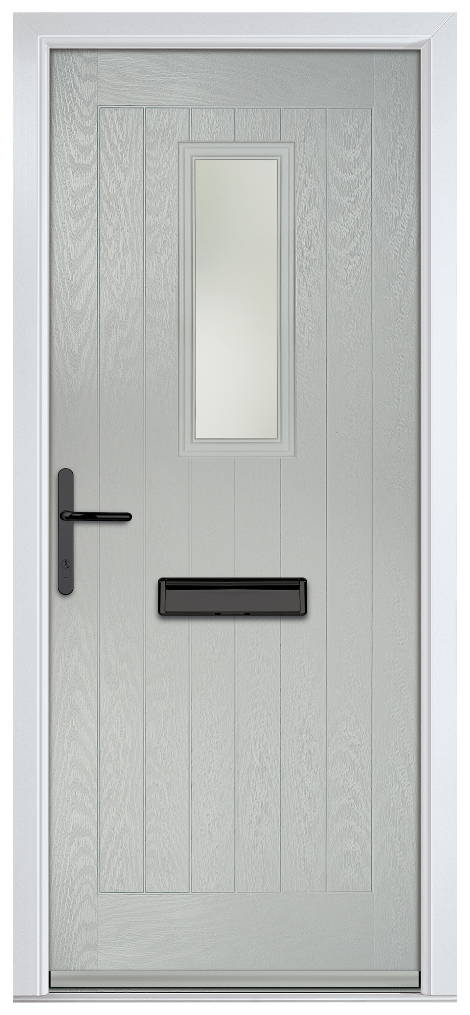 Crystal Sunningdale Agate Grey Right Hand GRP Composite Door with Stippolyte Glass - 2090mm