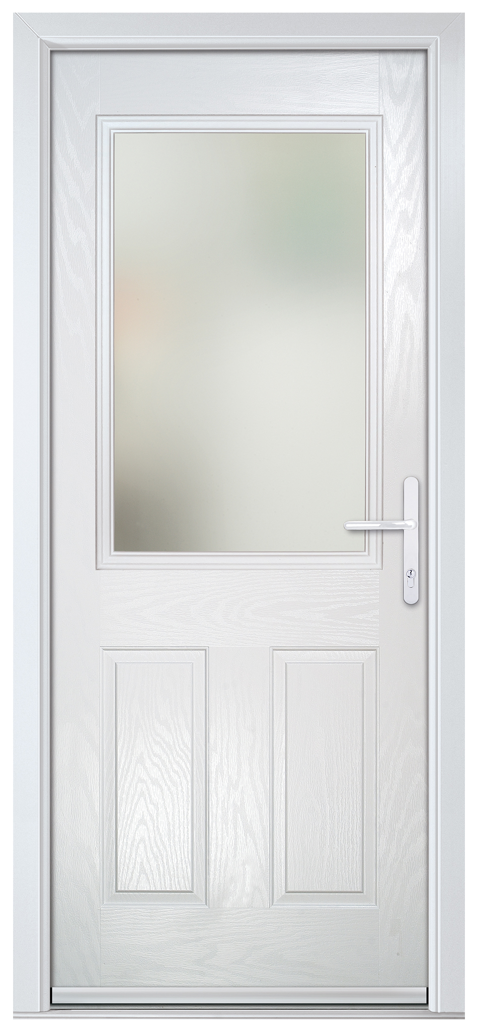 Crystal White Left Hand GRP Composite Door with Stippolyte Glass - 2090mm