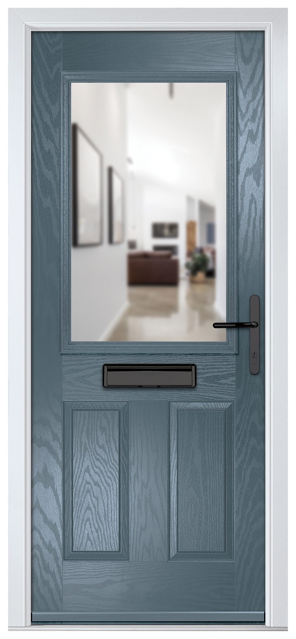 Crystal Lytham Slate Grey Left Hand GRP Composite Door with Clear Glass - 2090mm