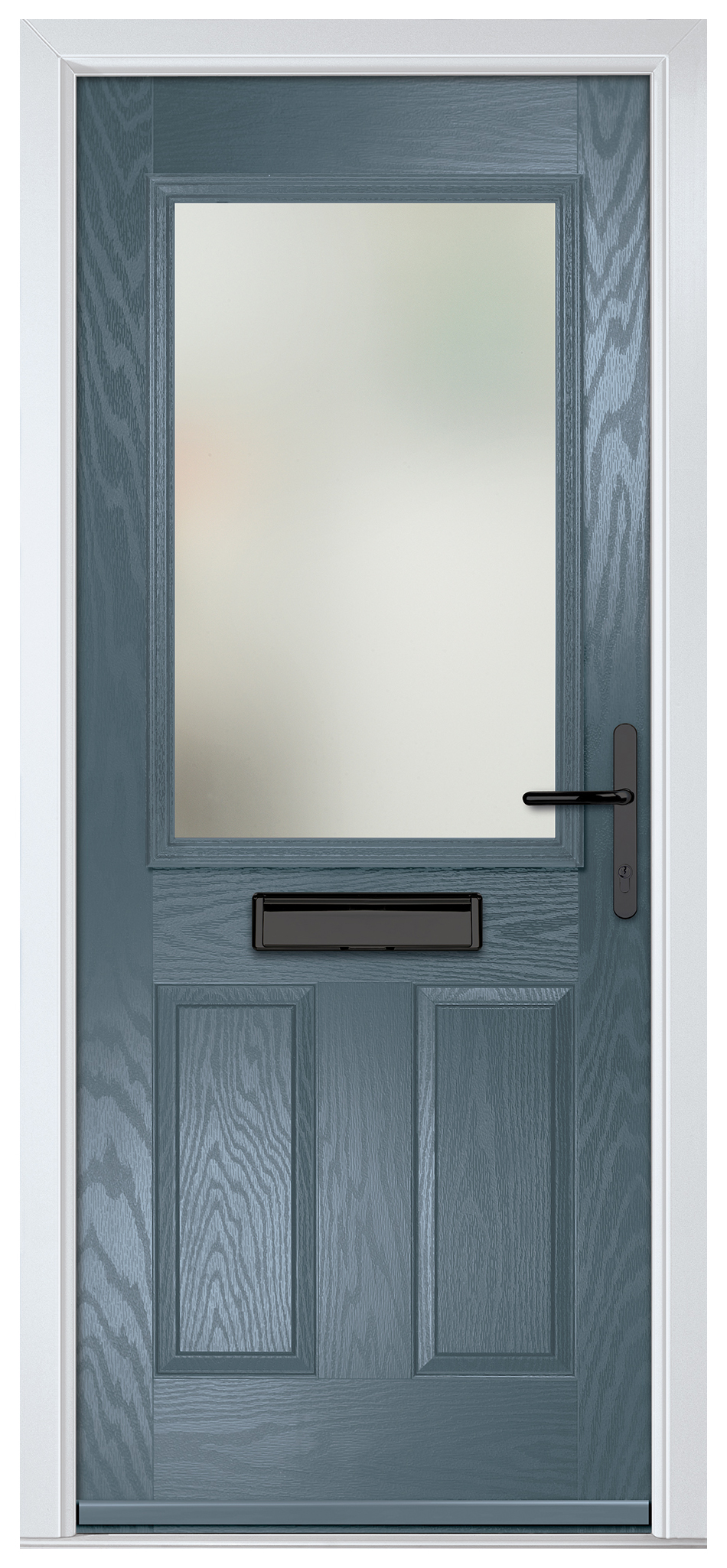 Crystal Lytham Slate Grey Left Hand GRP Composite Door with Stippolyte Glass - 2090mm