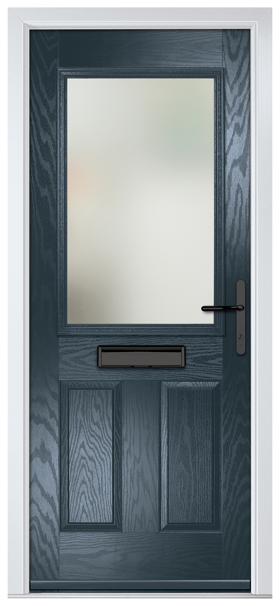 Crystal Lytham Anthracite Grey Left Hand GRP Composite Door with Stippolyte Glass - 2090mm