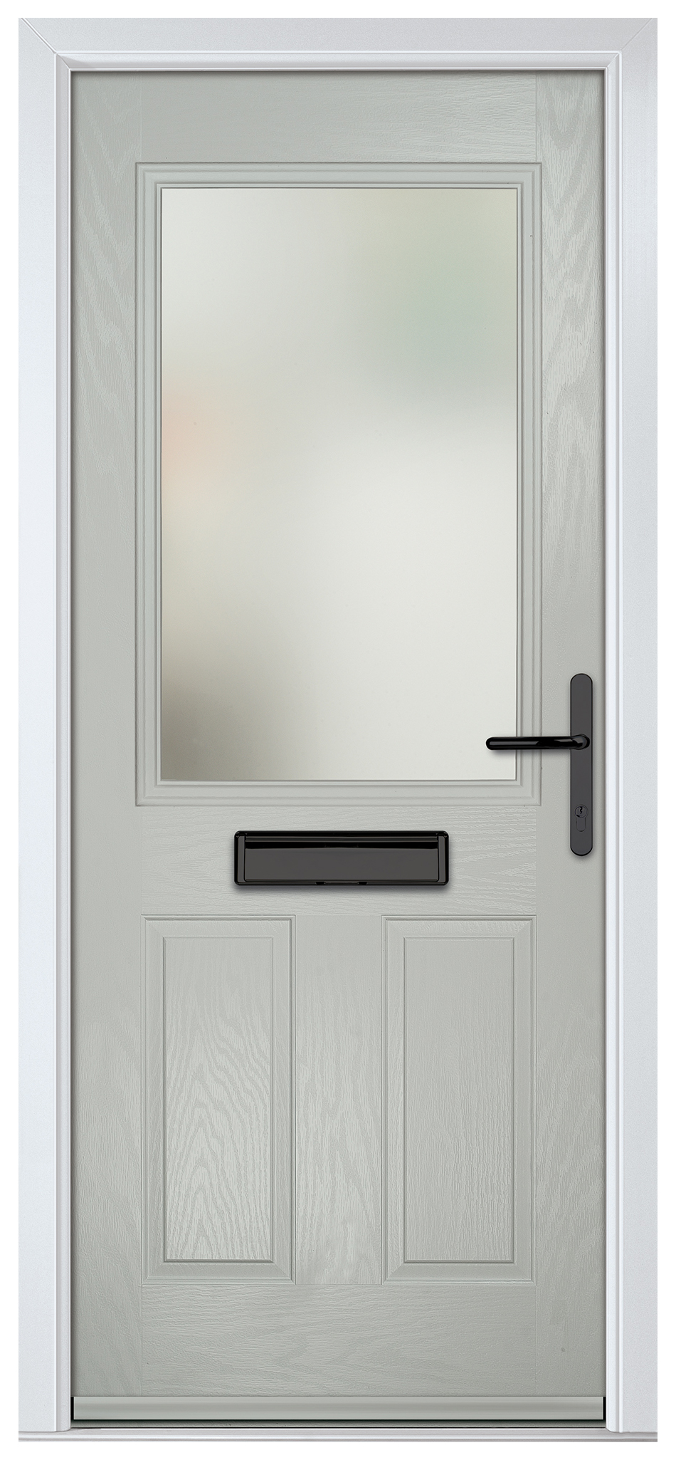 Crystal Lytham Agate Grey Left Hand GRP Composite Door with Stippolyte Glass - 2090mm