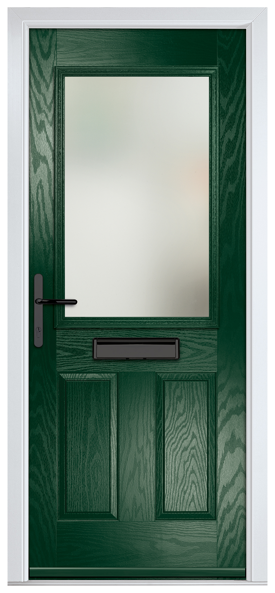 Crystal Lytham Green Right Hand GRP Composite Door with Stippolyte Glass - 2090mm