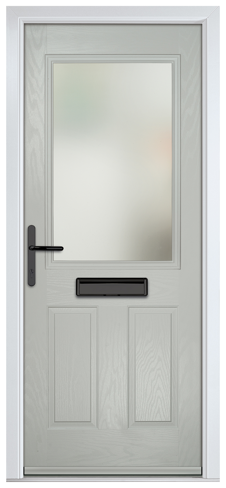 Crystal Lytham Agate Grey Right Hand GRP Composite Door with Stippolyte Glass - 2090mm
