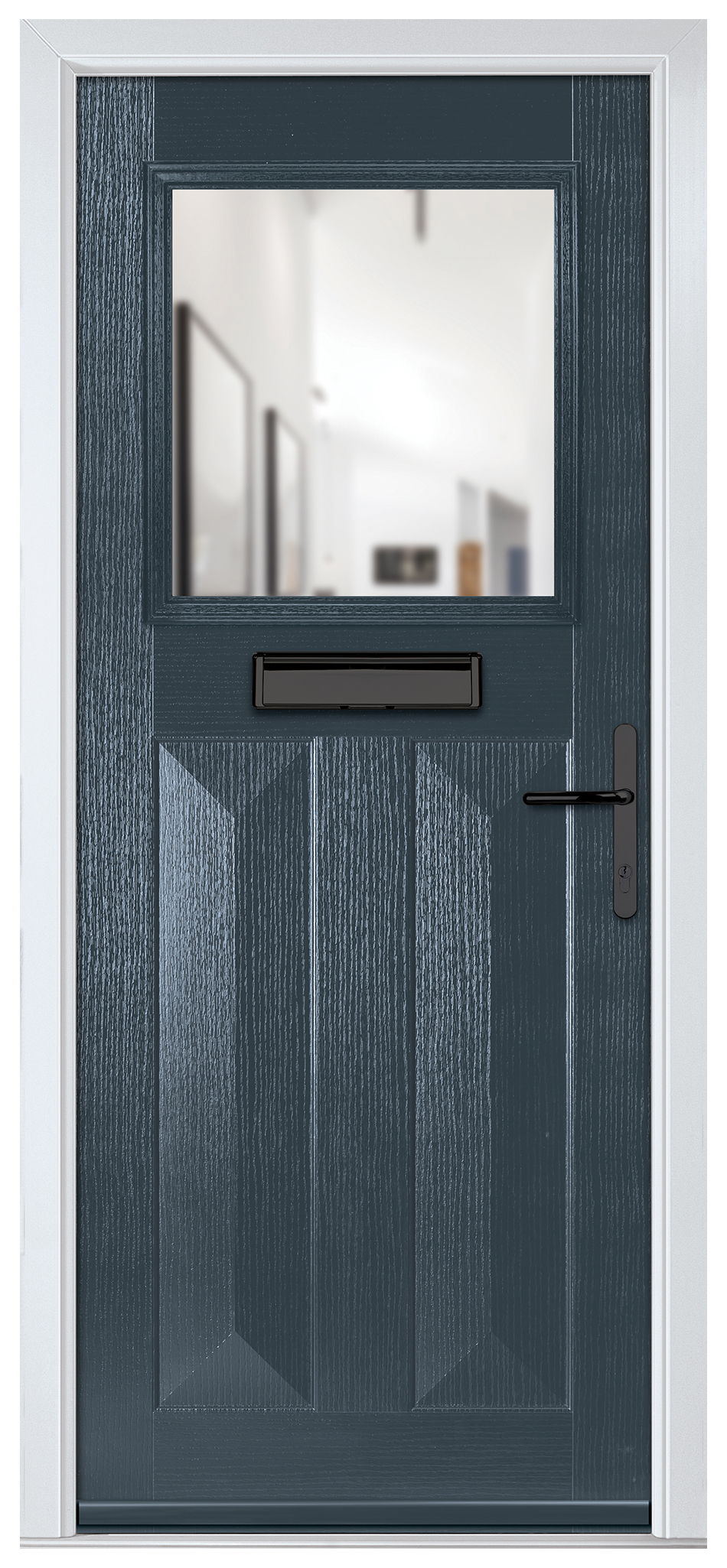 Crystal Eaton Anthracite Grey Left Hand GRP Composite Door with Clear Glass - 2090mm