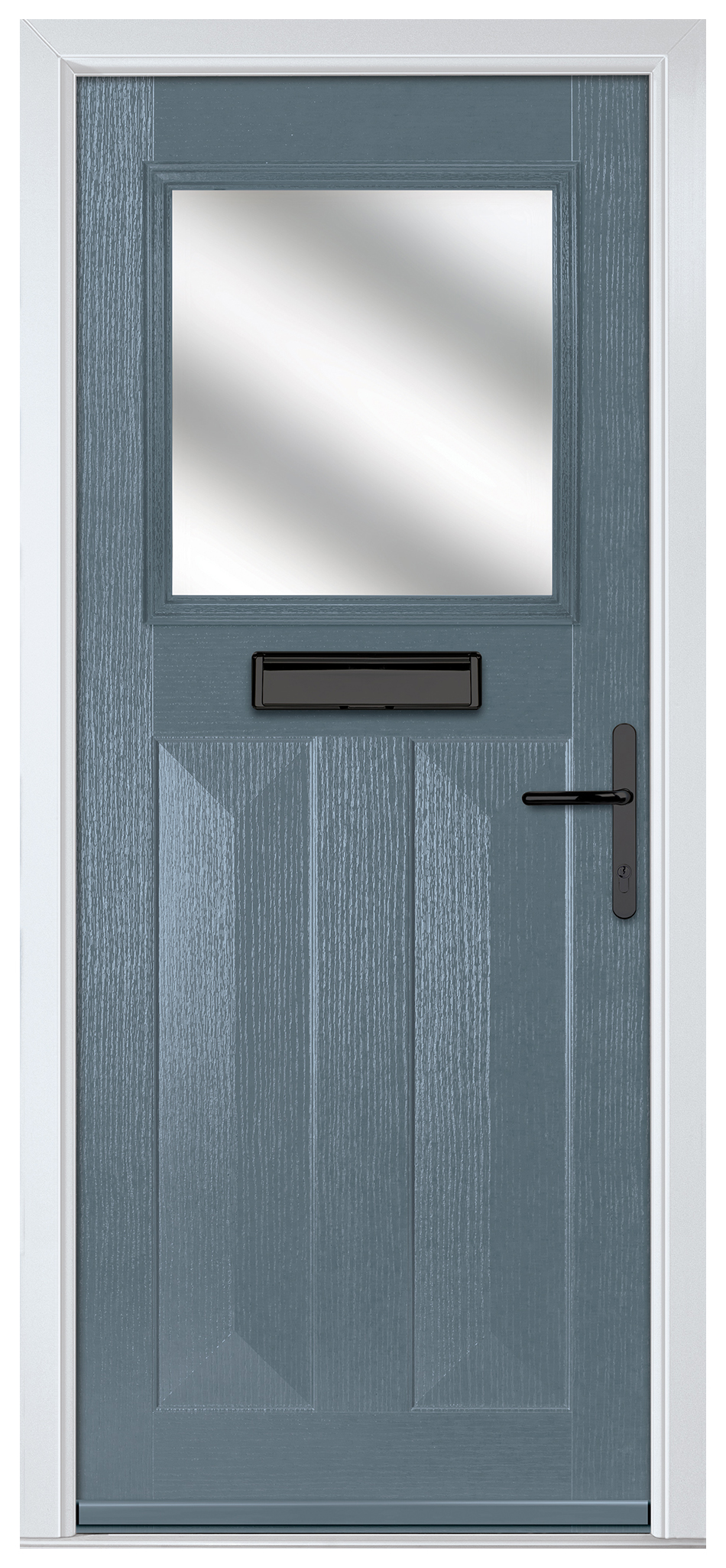 Crystal Eaton Slate Grey Left Hand GRP Composite Door with Stippolyte Glass - 2090mm