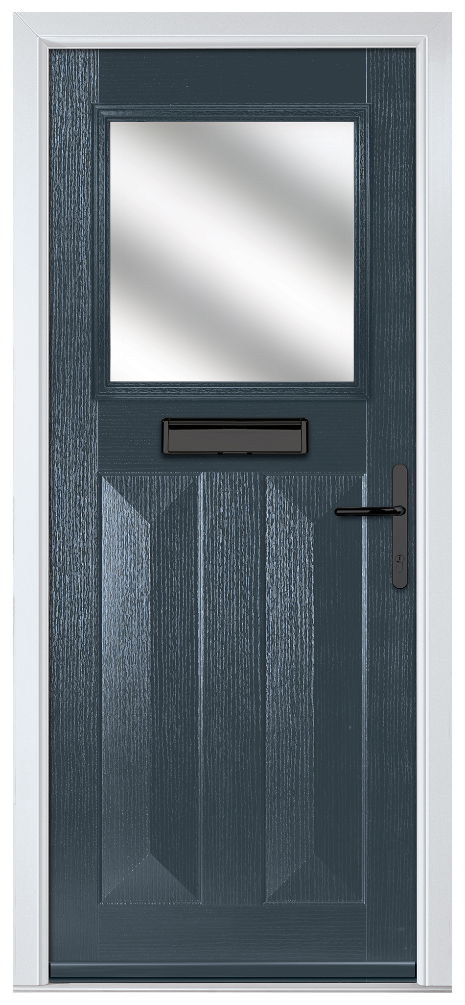 Crystal Eaton Anthracite Grey Left Hand GRP Composite Door with Stippolyte Glass - 2090mm