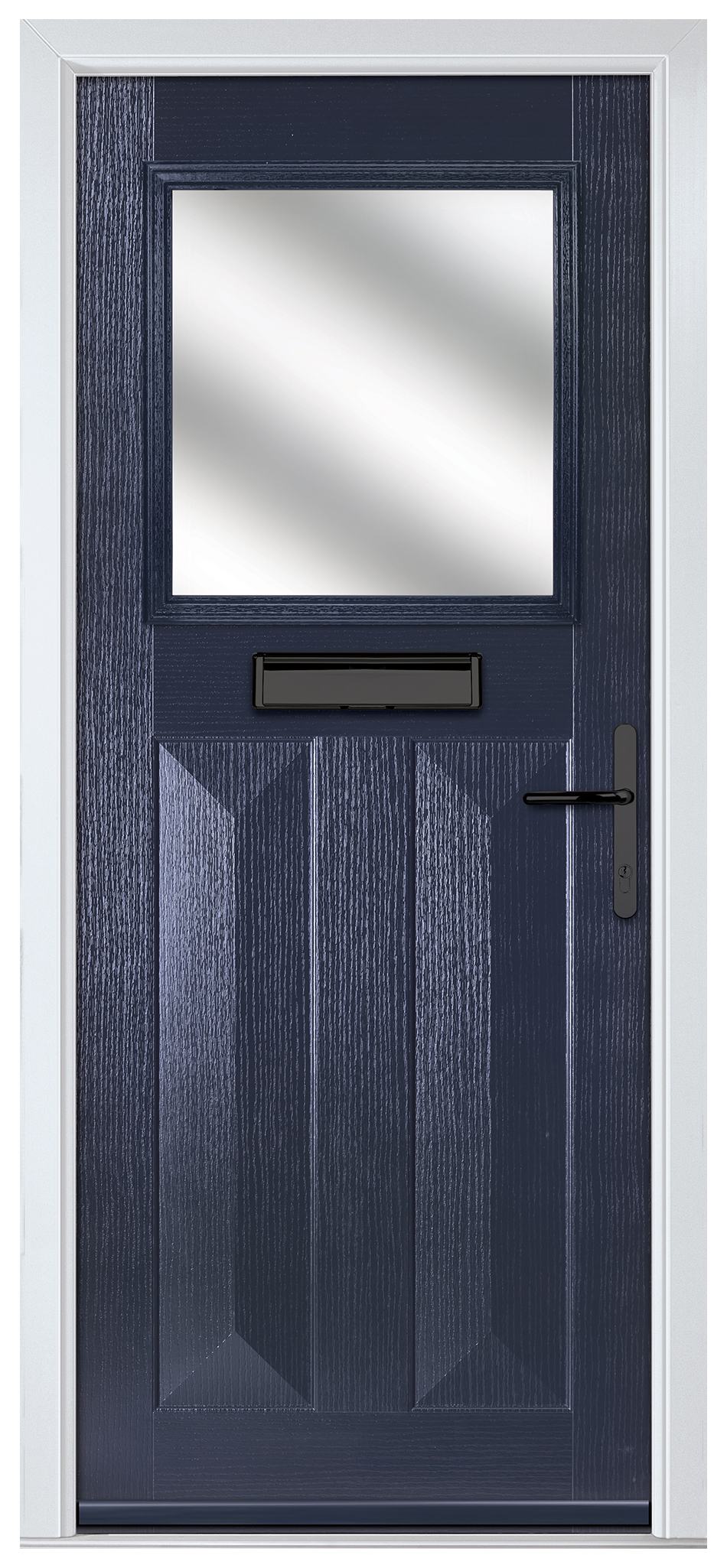 Crystal Eaton Blue Left Hand GRP Composite Door with Stippolyte Glass - 2090mm