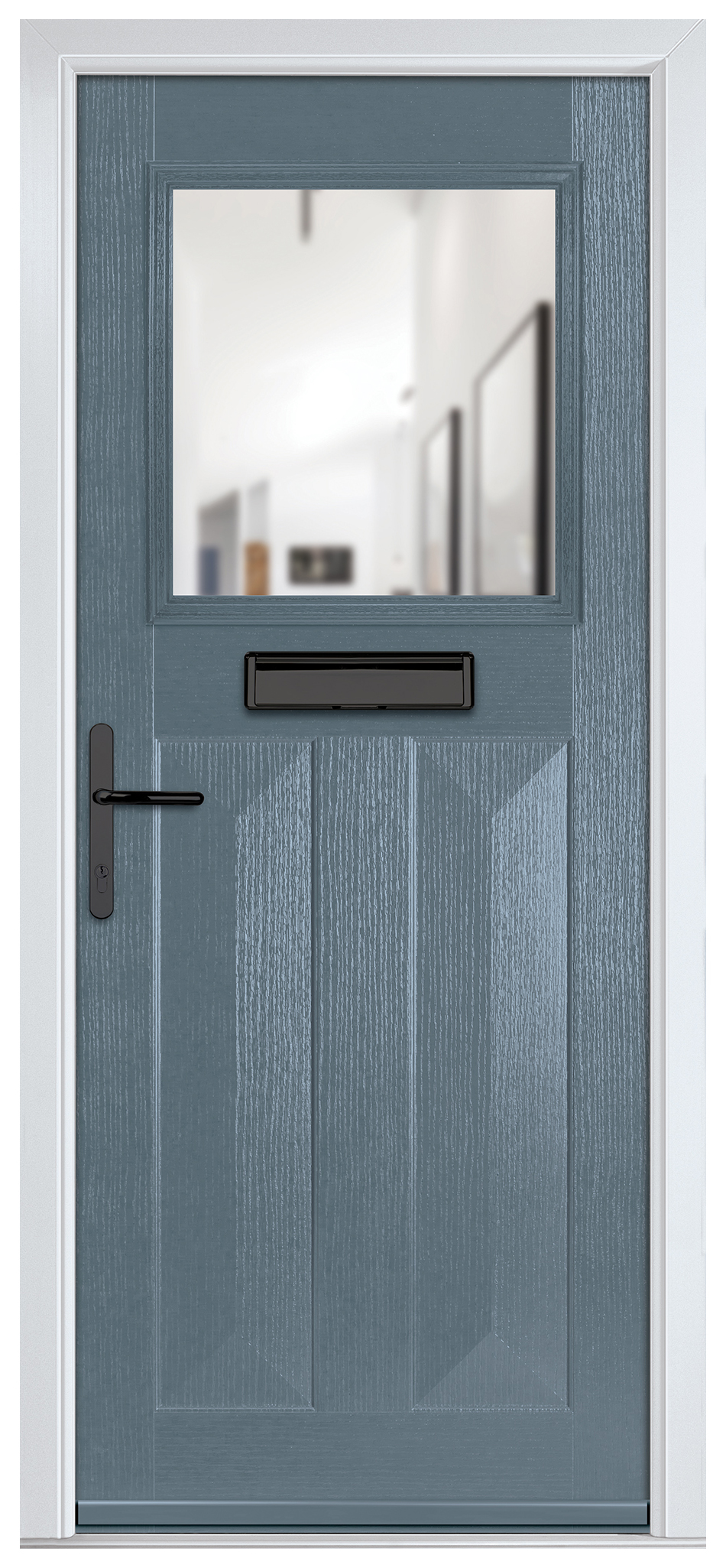 Crystal Eaton Slate Grey Right Hand GRP Composite Door with Clear Glass - 2090mm