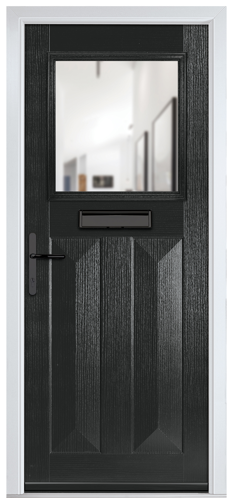 Crystal Eaton Black Right Hand GRP Composite Door with Clear Glass - 2090mm