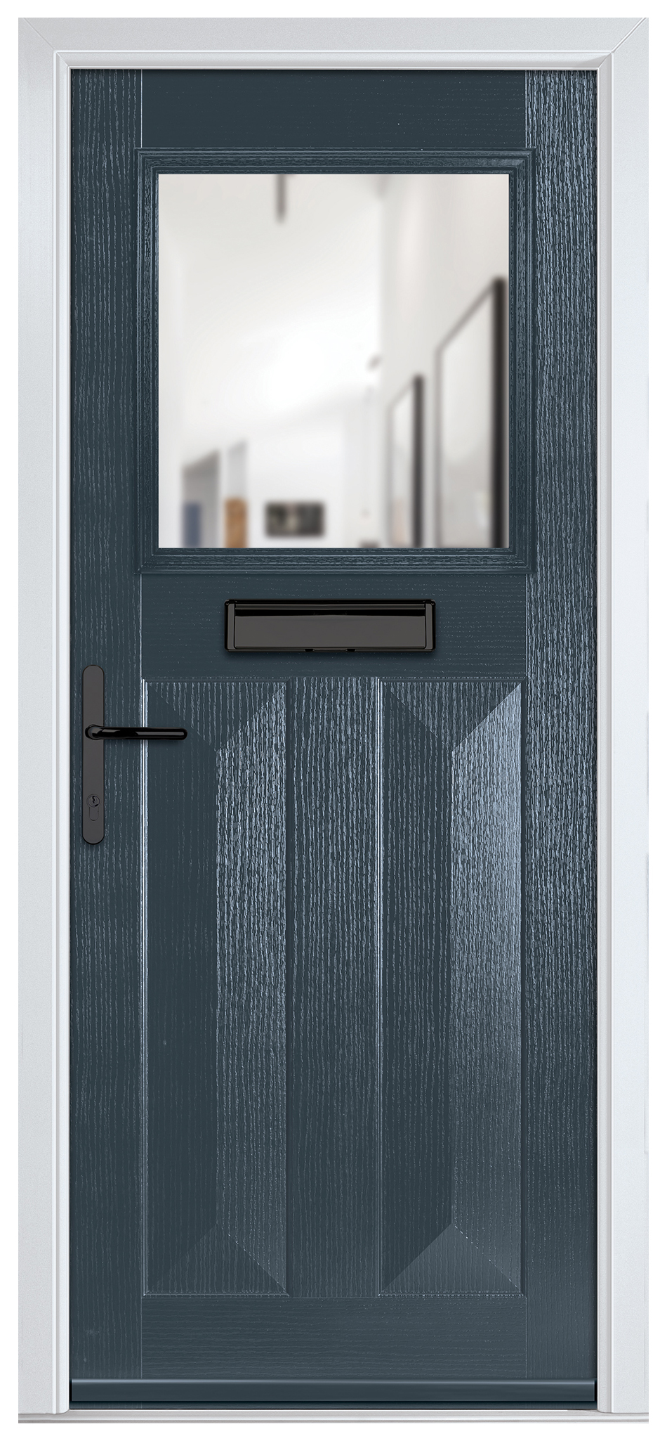 Crystal Eaton Anthracite Grey Right Hand GRP Composite Door with Clear Glass - 2090mm