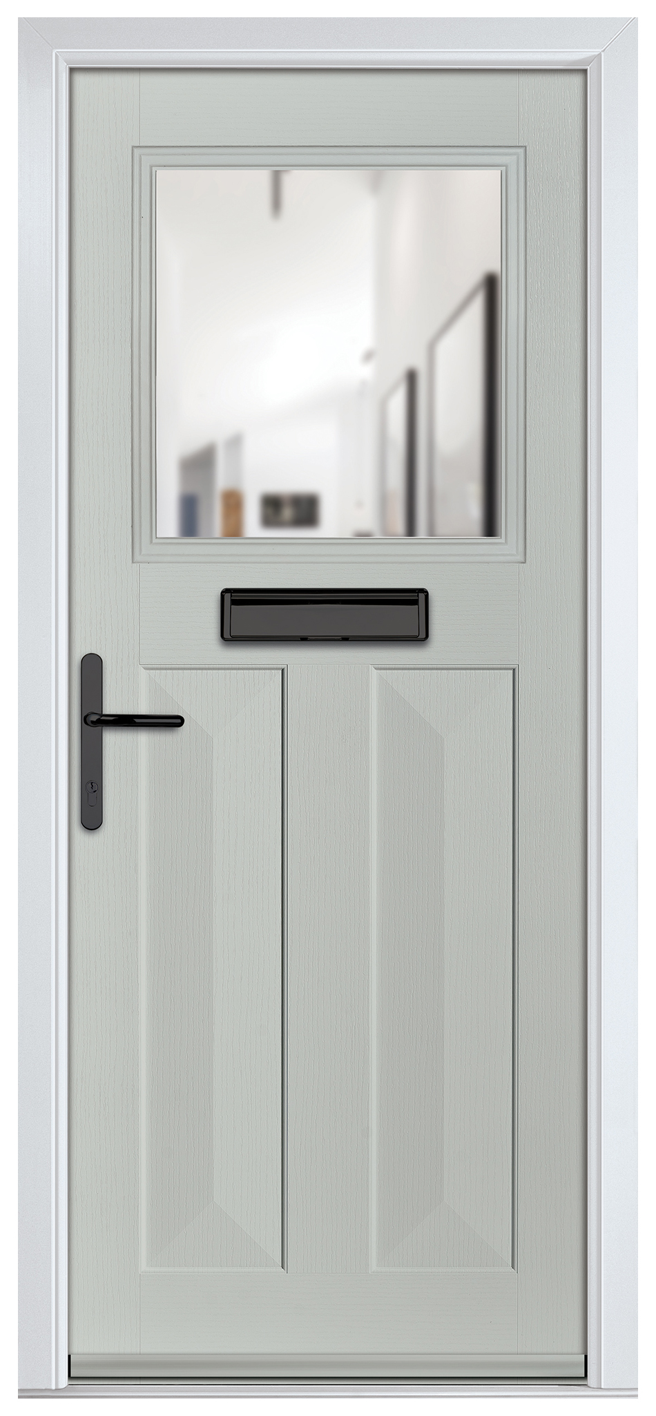 Crystal Eaton Agate Grey Right Hand GRP Composite Door with Clear Glass - 2090mm