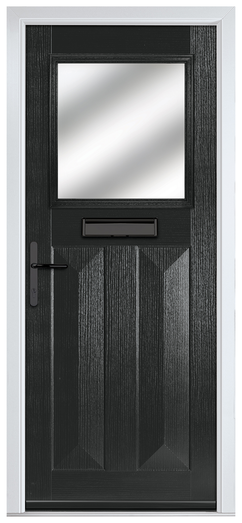 Crystal Eaton Black Right Hand GRP Composite Door with Stippolyte Glass - 2090mm