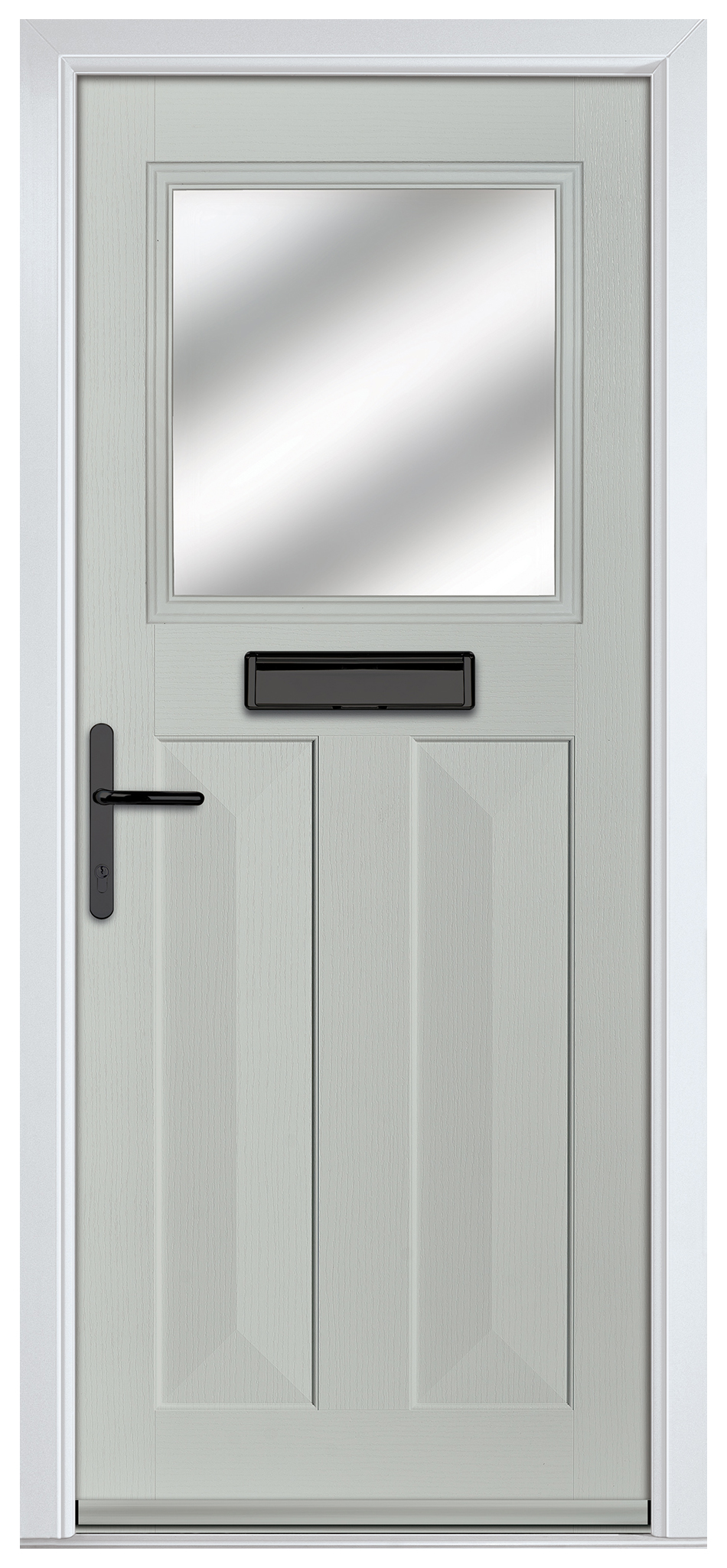 Crystal Eaton Agate Grey Right Hand GRP Composite Door with Stippolyte Glass - 2090mm