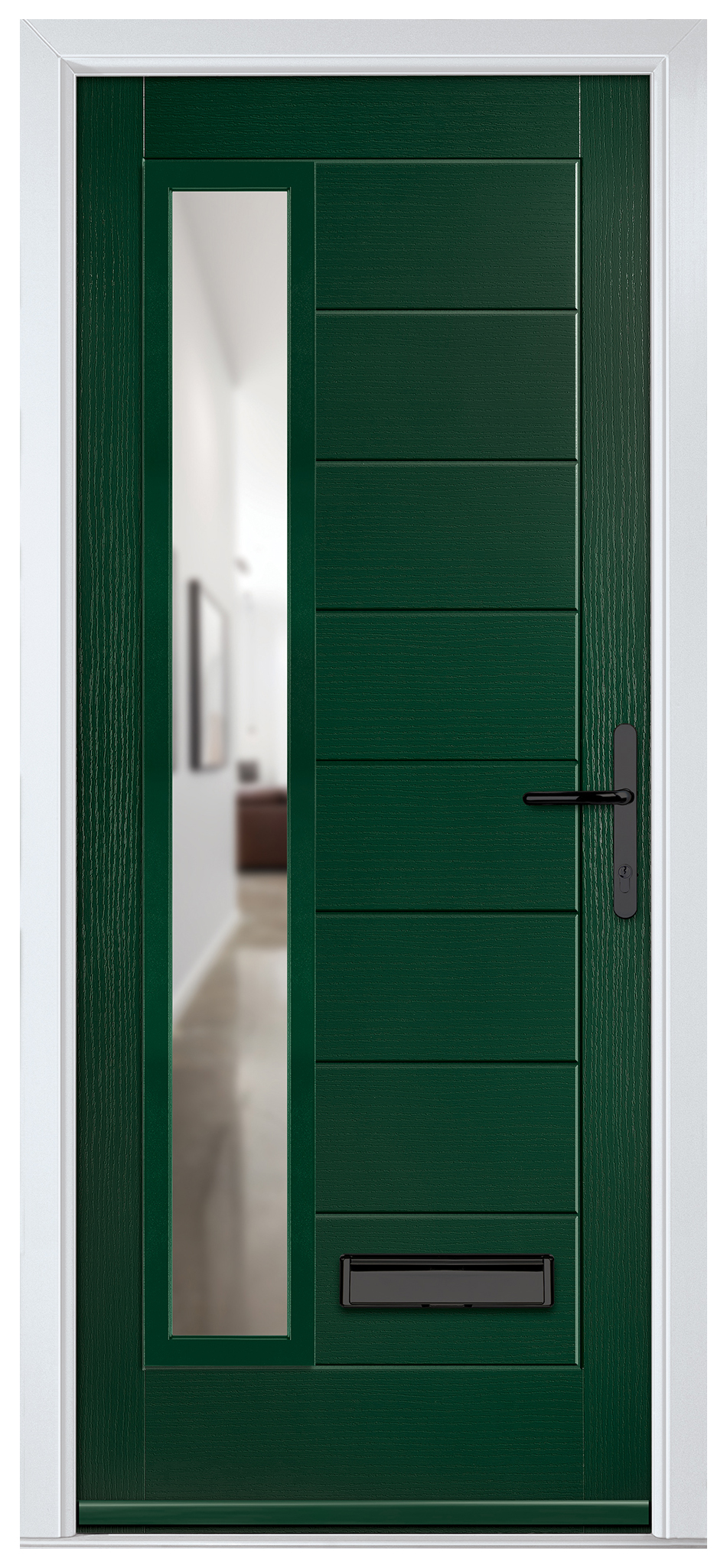 Crystal Monza Green Left Hand GRP Composite Door with Clear Glass - 2090mm