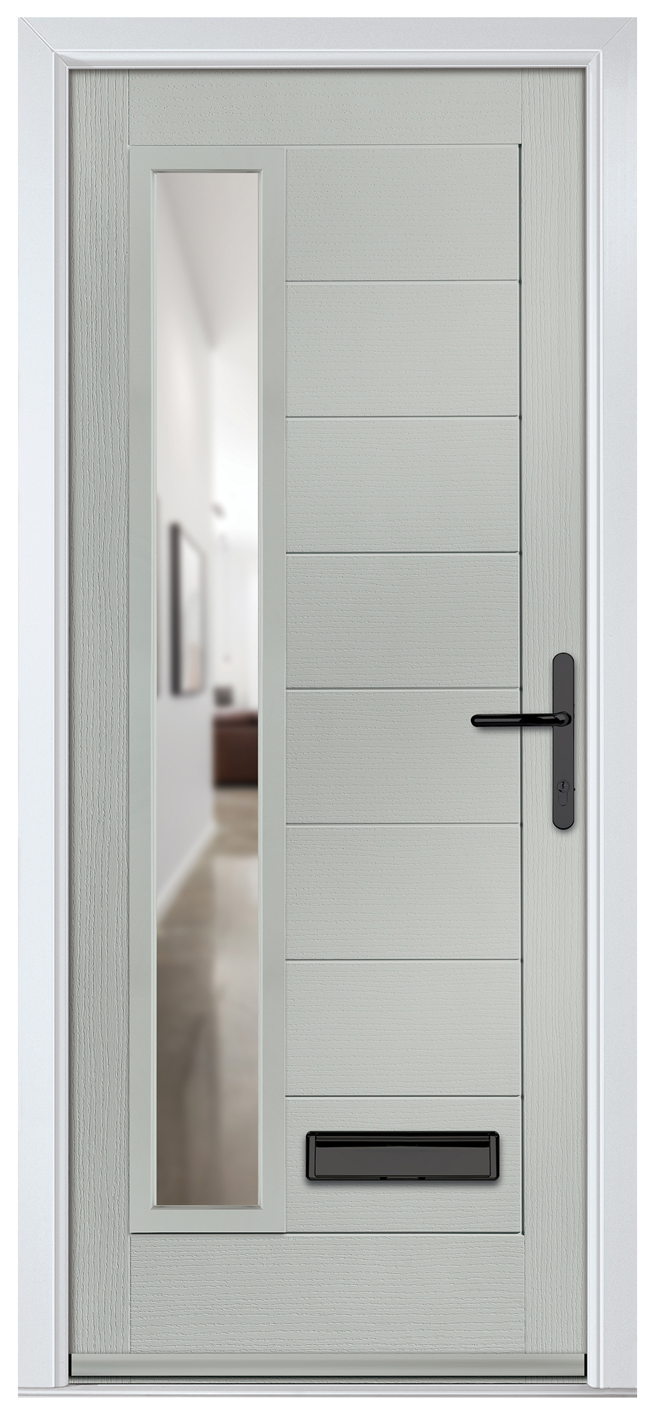 Crystal Monza Agate Grey Left Hand GRP Composite Door with Clear Glass - 2090mm