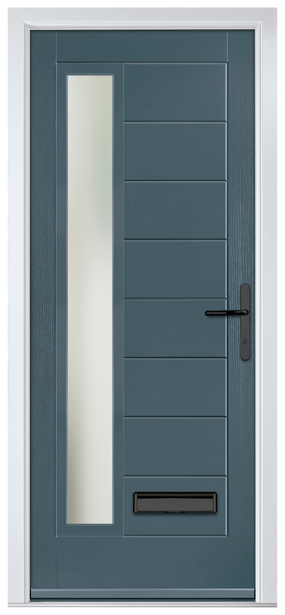 Crystal Monza Slate Grey Left Hand GRP Composite Door with Stippolyte Glass - 2090mm